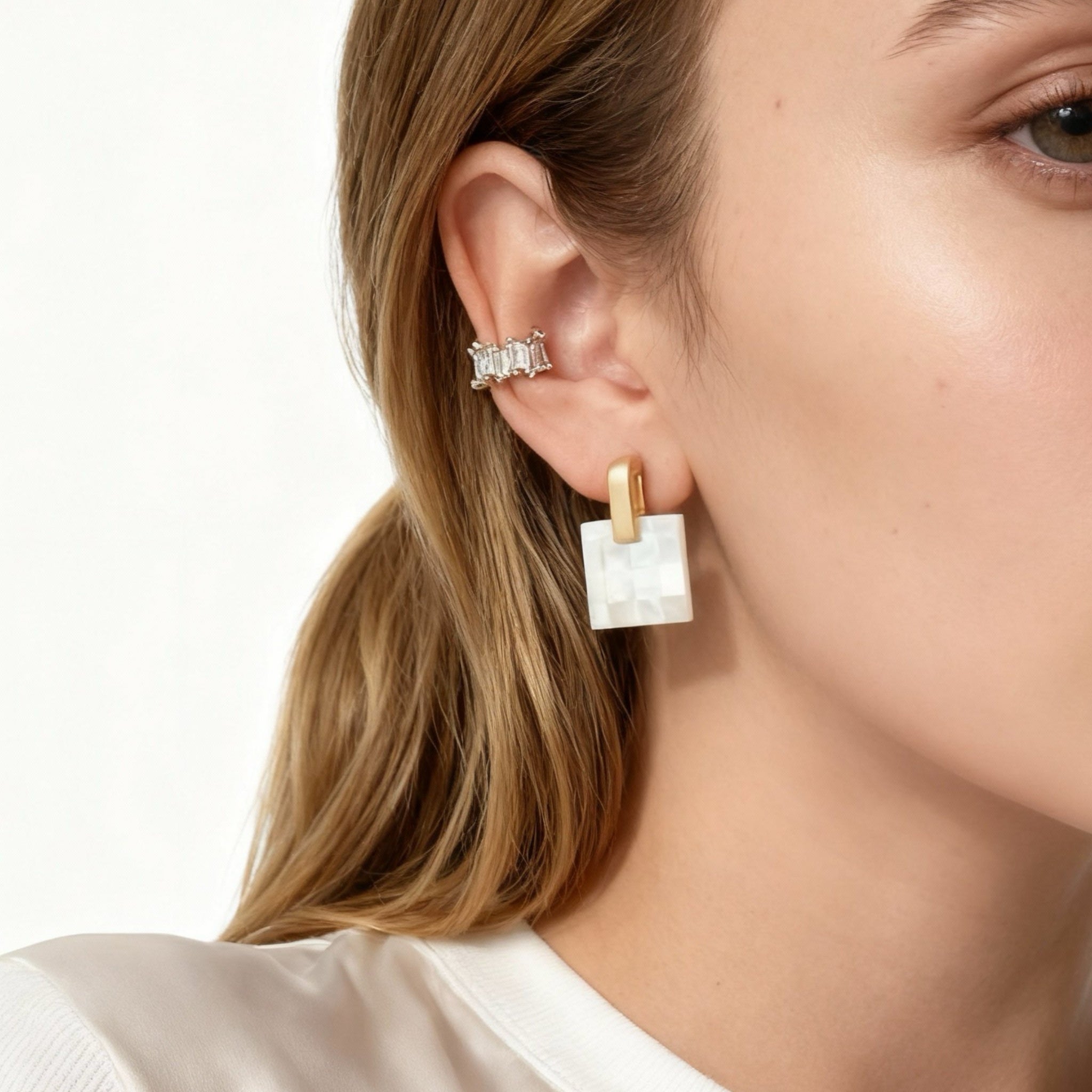 mother-of-pearl knocker Clip-On Earrings for non-pierced ears – SOMIY