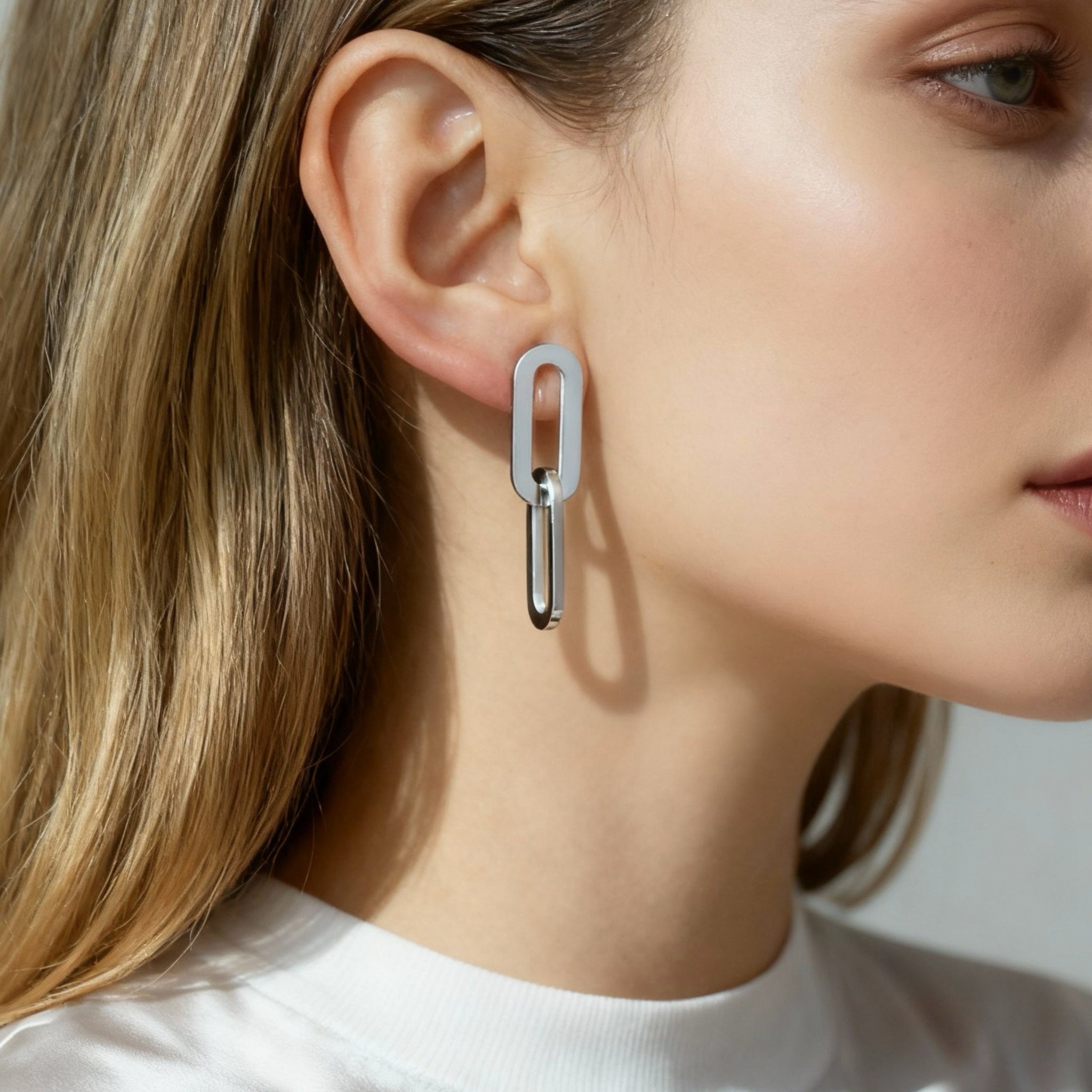 Pendientes de cadena con clip entrelazado