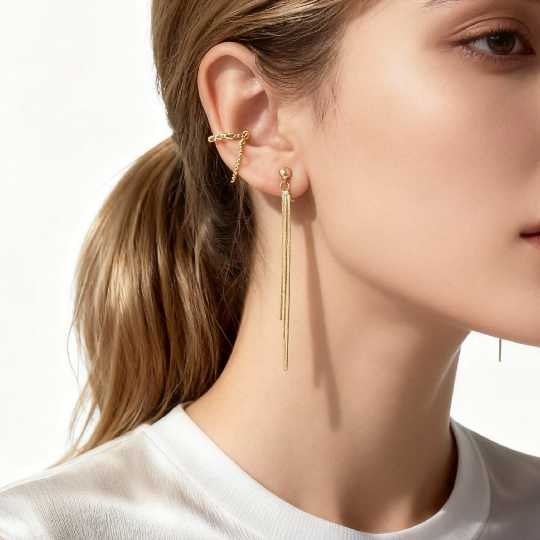 Ömtåliga pärlfranshängande clipsörhängen