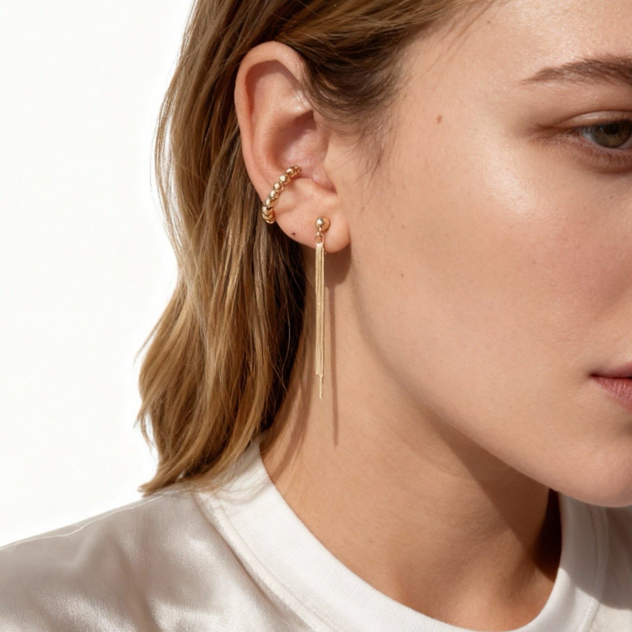 Ömtåliga pärlfranshängande clipsörhängen