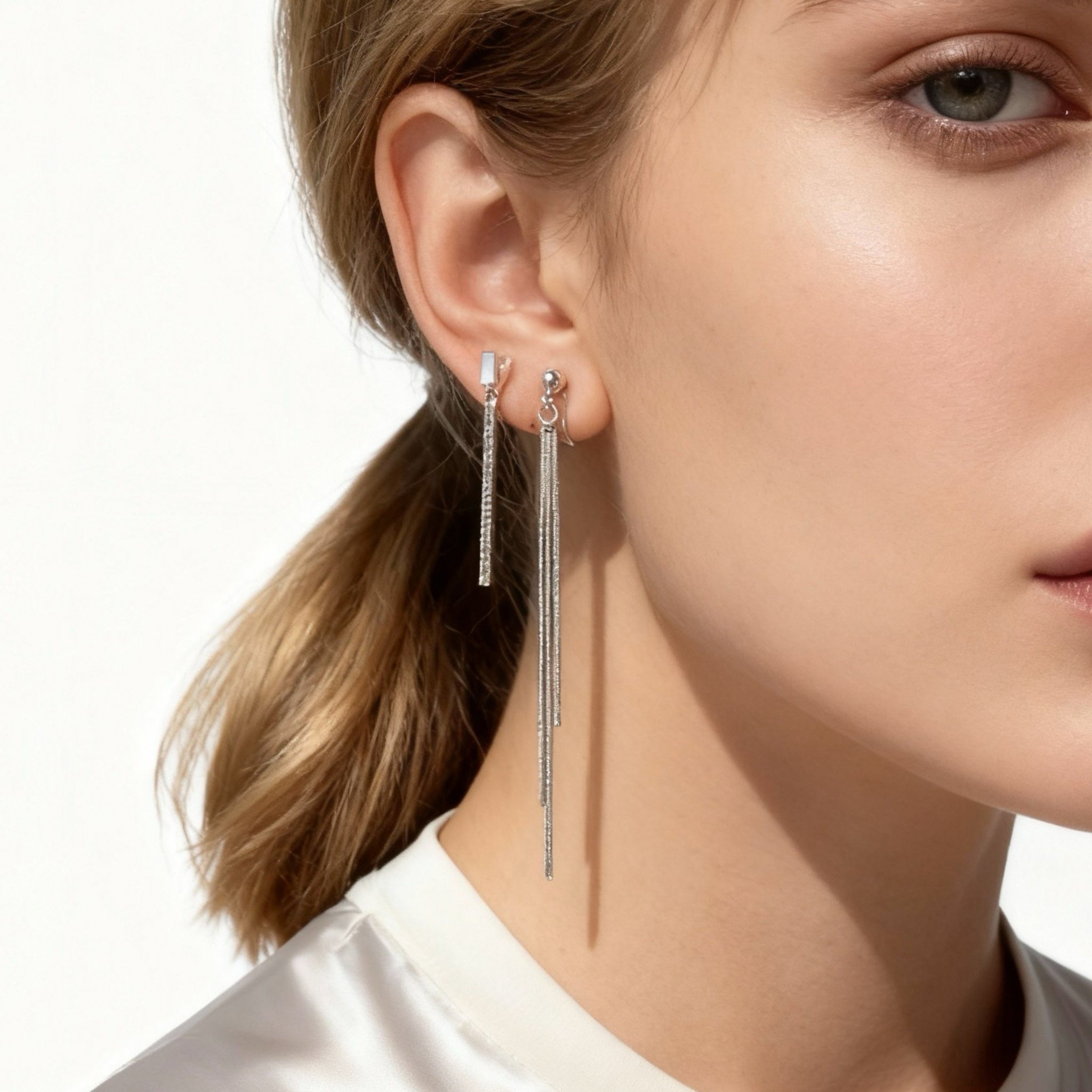 Ömtåliga pärlfranshängande clipsörhängen