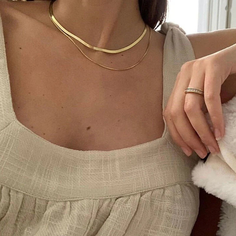 Double Layered Metal Necklace - SOMIY