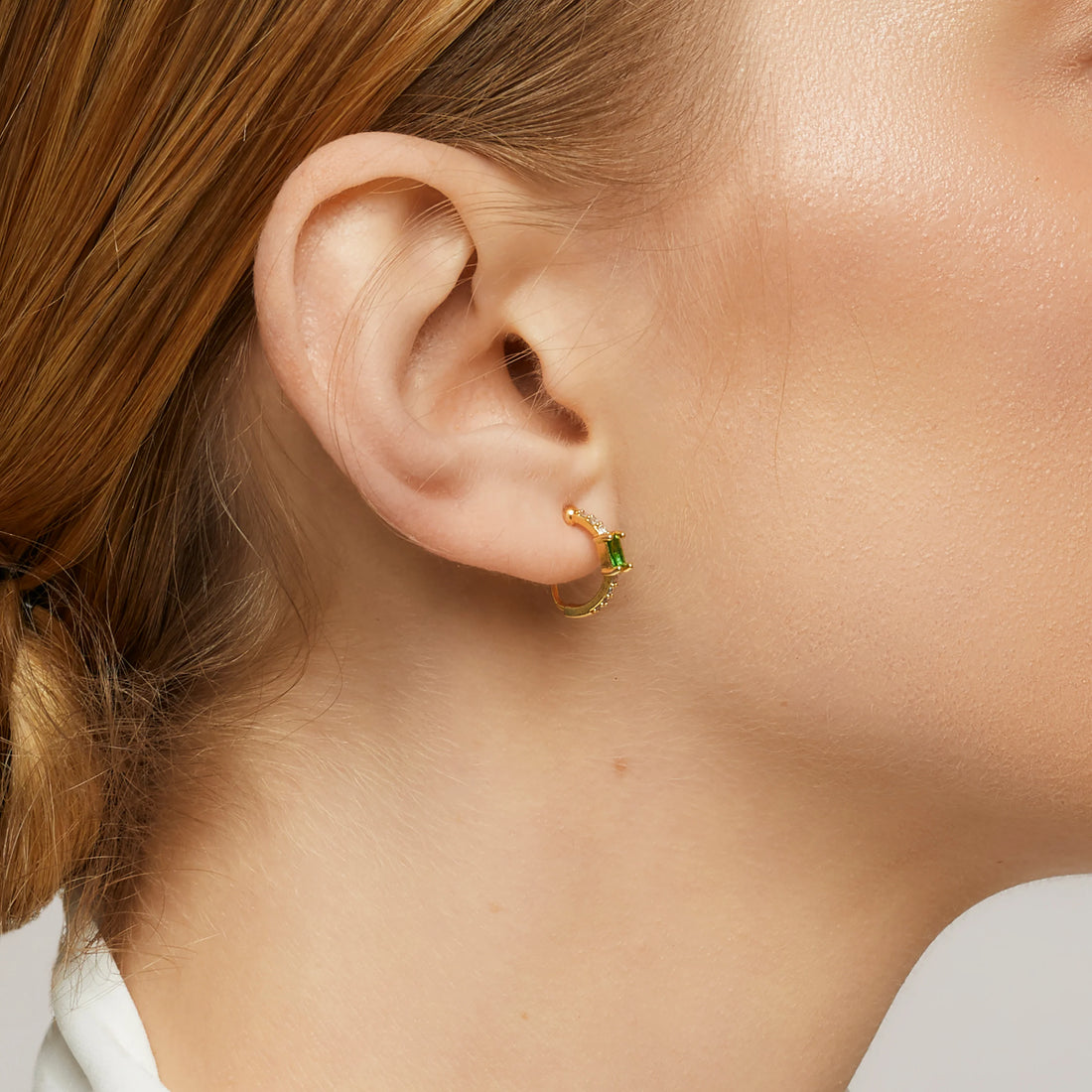 Green Gemstone Clip-On Earrings - SOMIY