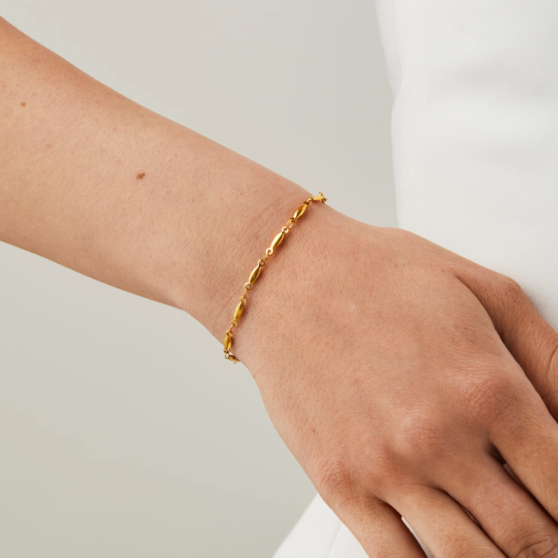Oval Bead Chain Metal Bracelet - SOMIY
