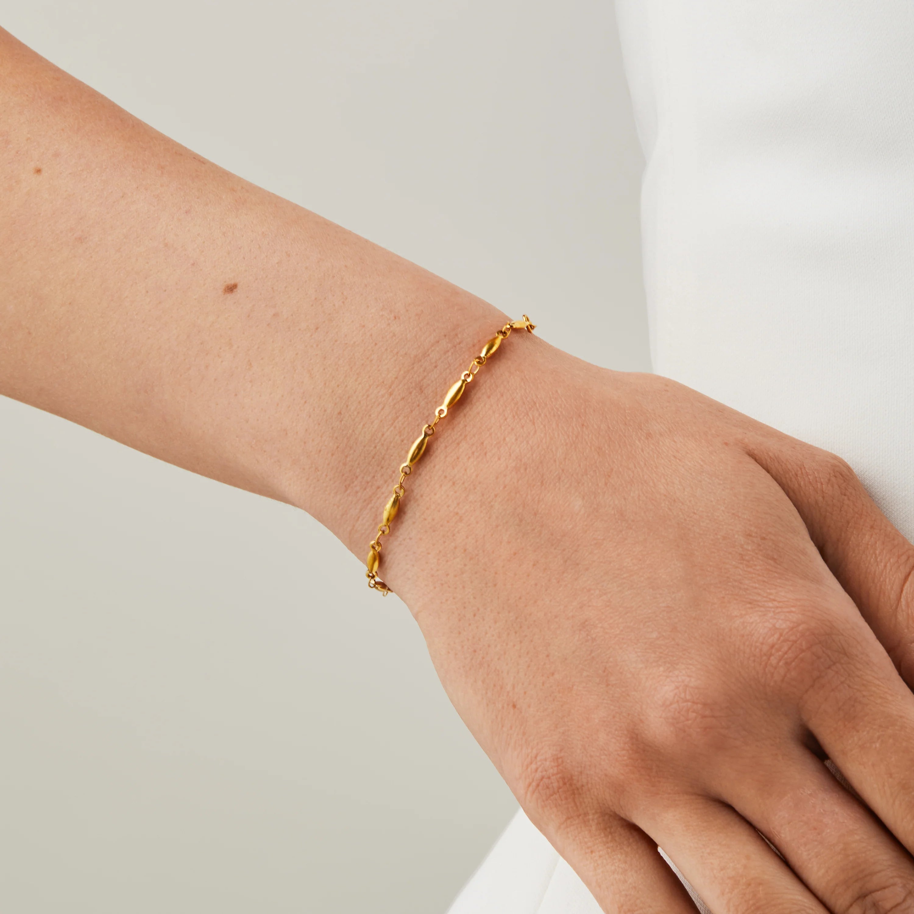 Oval Bead Chain Metal Bracelet - SOMIY