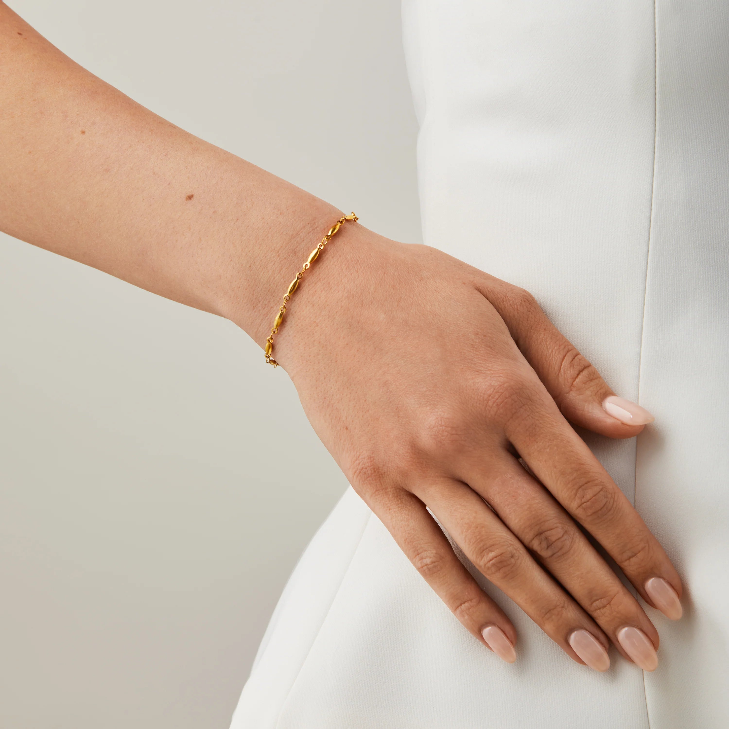 Oval Bead Chain Metal Bracelet - SOMIY
