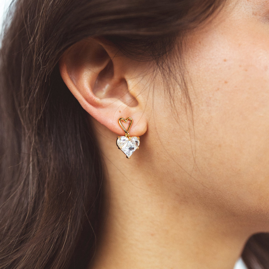 Gold CZstud clip-on earrings by SOMIY – pain-free non-pierced jewelry for everyday wear