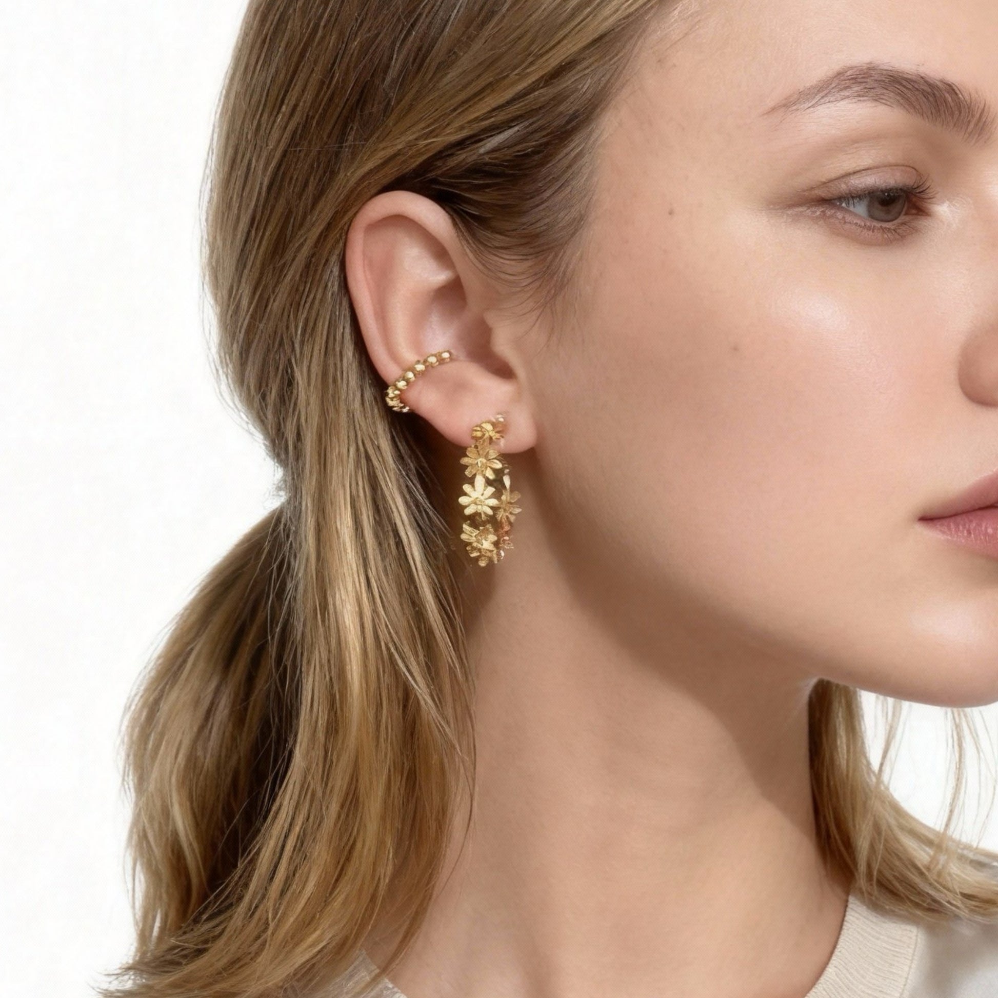 S925 Sterling Silver Geometric Beaded Ear Cuff ear cuff for non-pierced ears – SOMIY