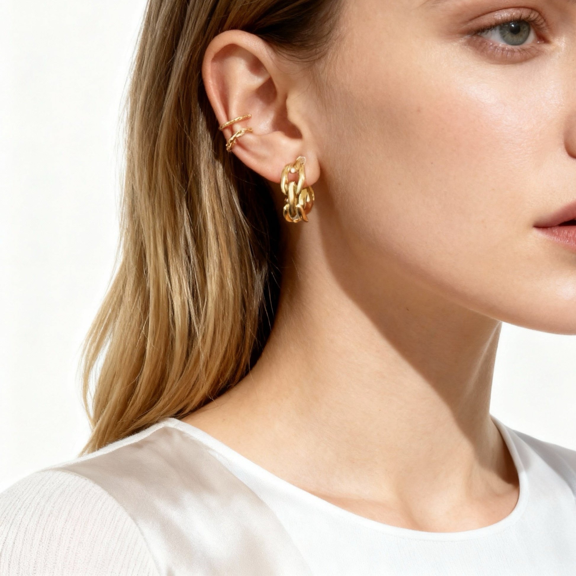 Round Chain Clip-on Hoop Earrings - Gold for non-pierced ears – SOMIY