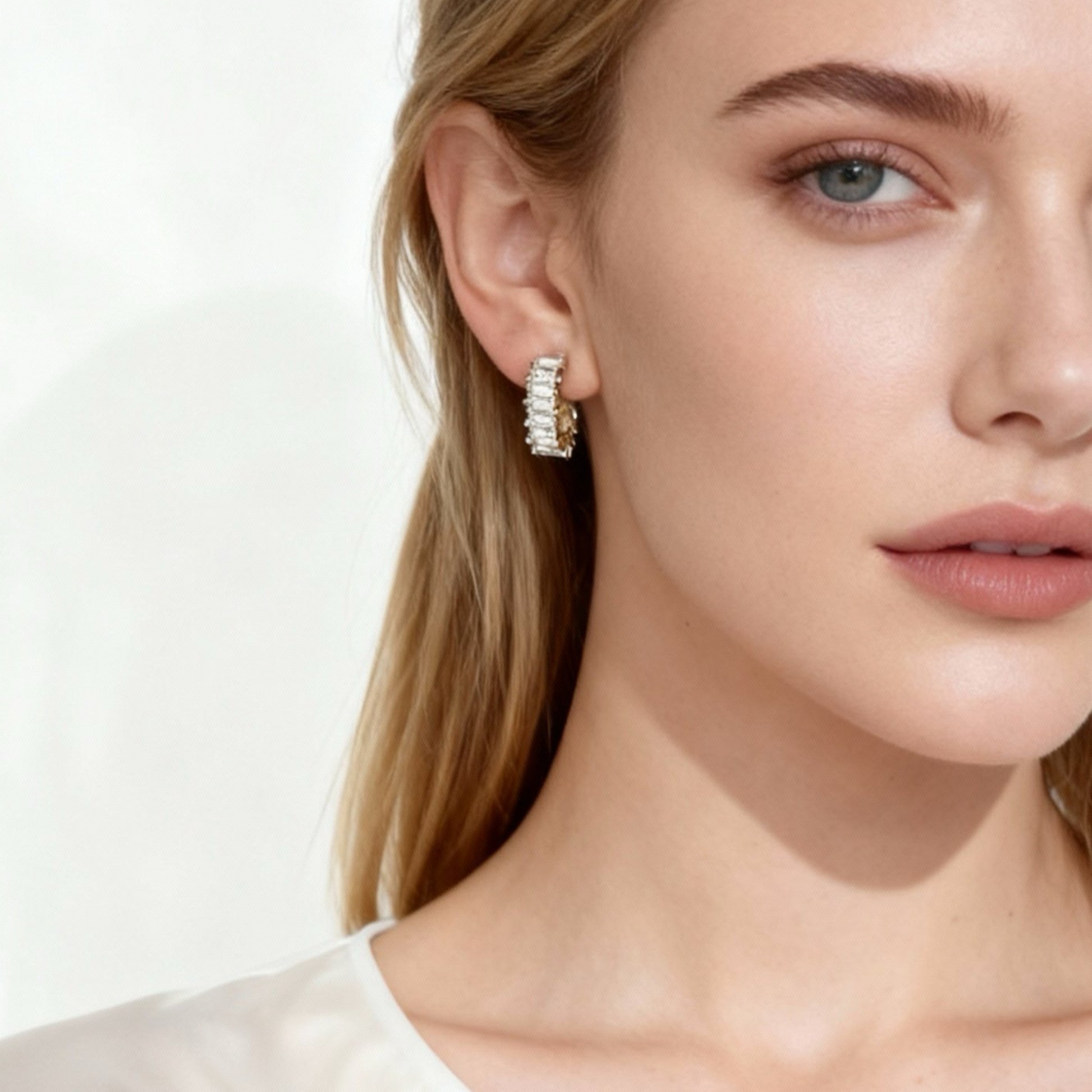 C-shaped zircon Clip-On Stud Earrings - Gold for non-pierced ears – SOMIY