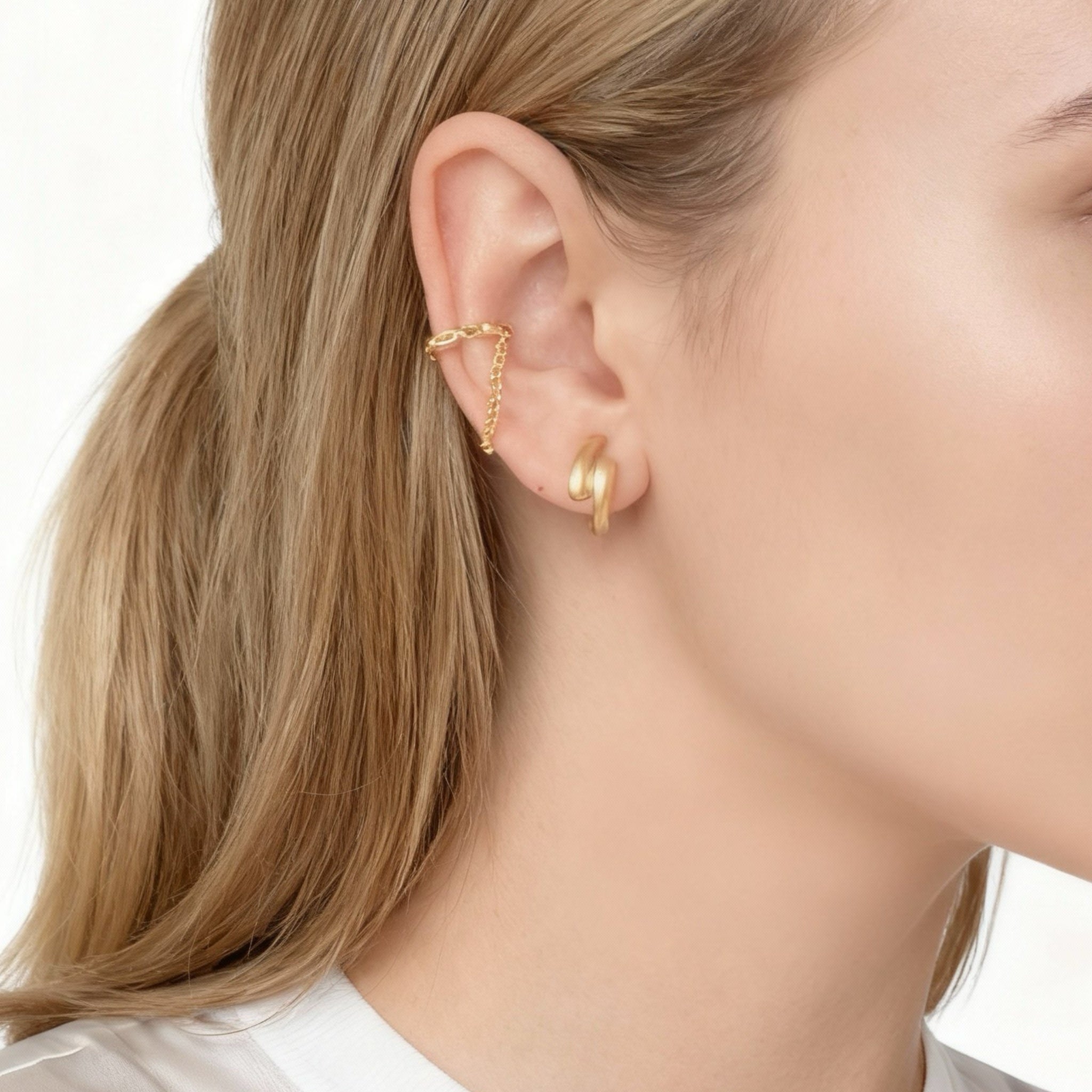 Geometric Teardrop Clip-On Earring