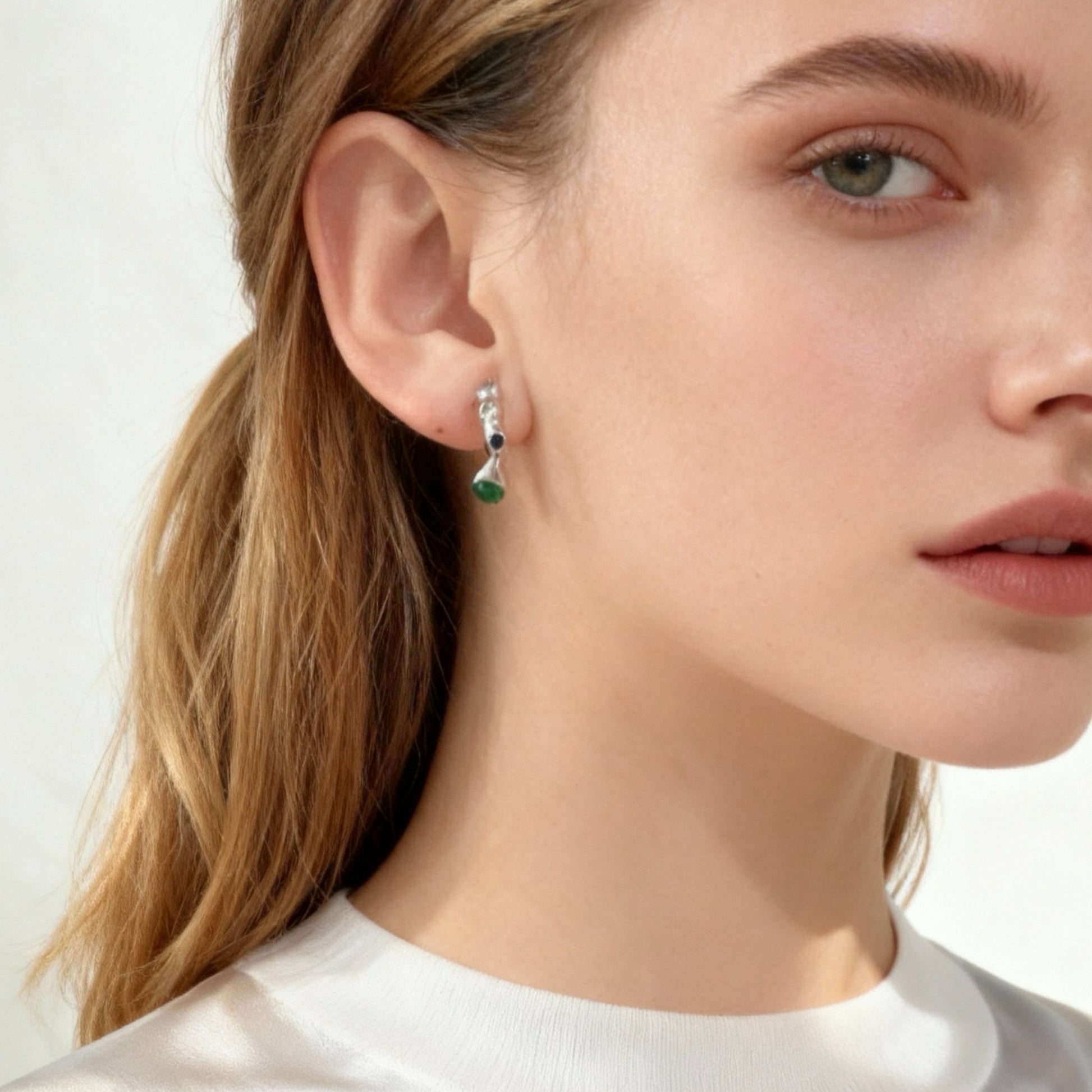 C-shaped colored diamond Clip-on Hoop Earrings for non-pierced ears – SOMIY