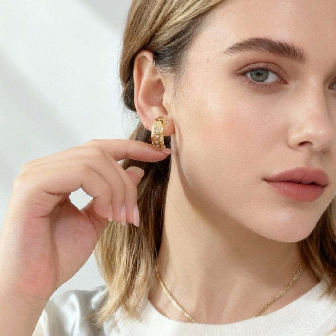 Gold Resin CZhoop clip-on earrings by SOMIY – pain-free non-pierced jewelry for everyday wear