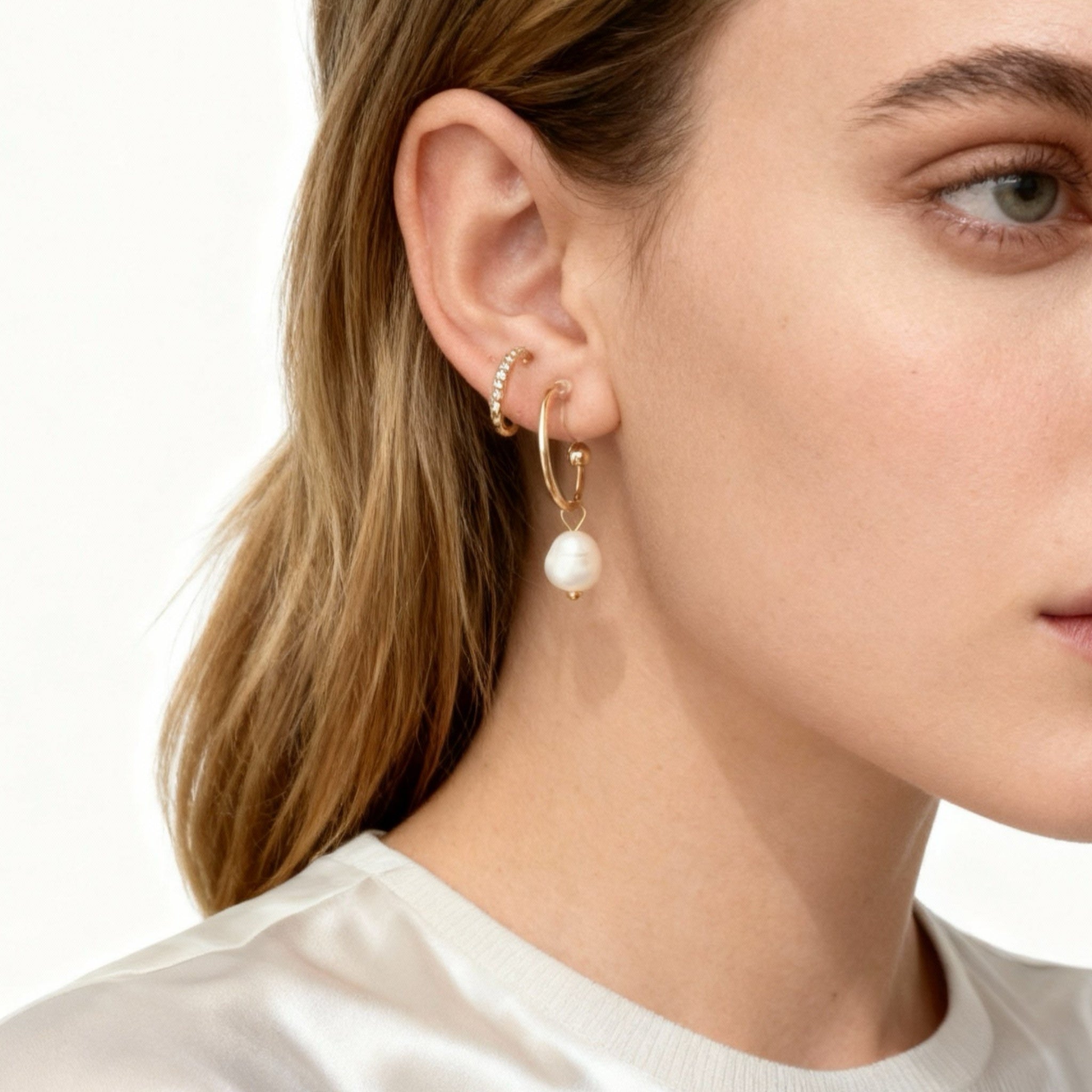 Minimalist Pearl Drop Clip-On Chain Earrings for non-pierced ears – SOMIY