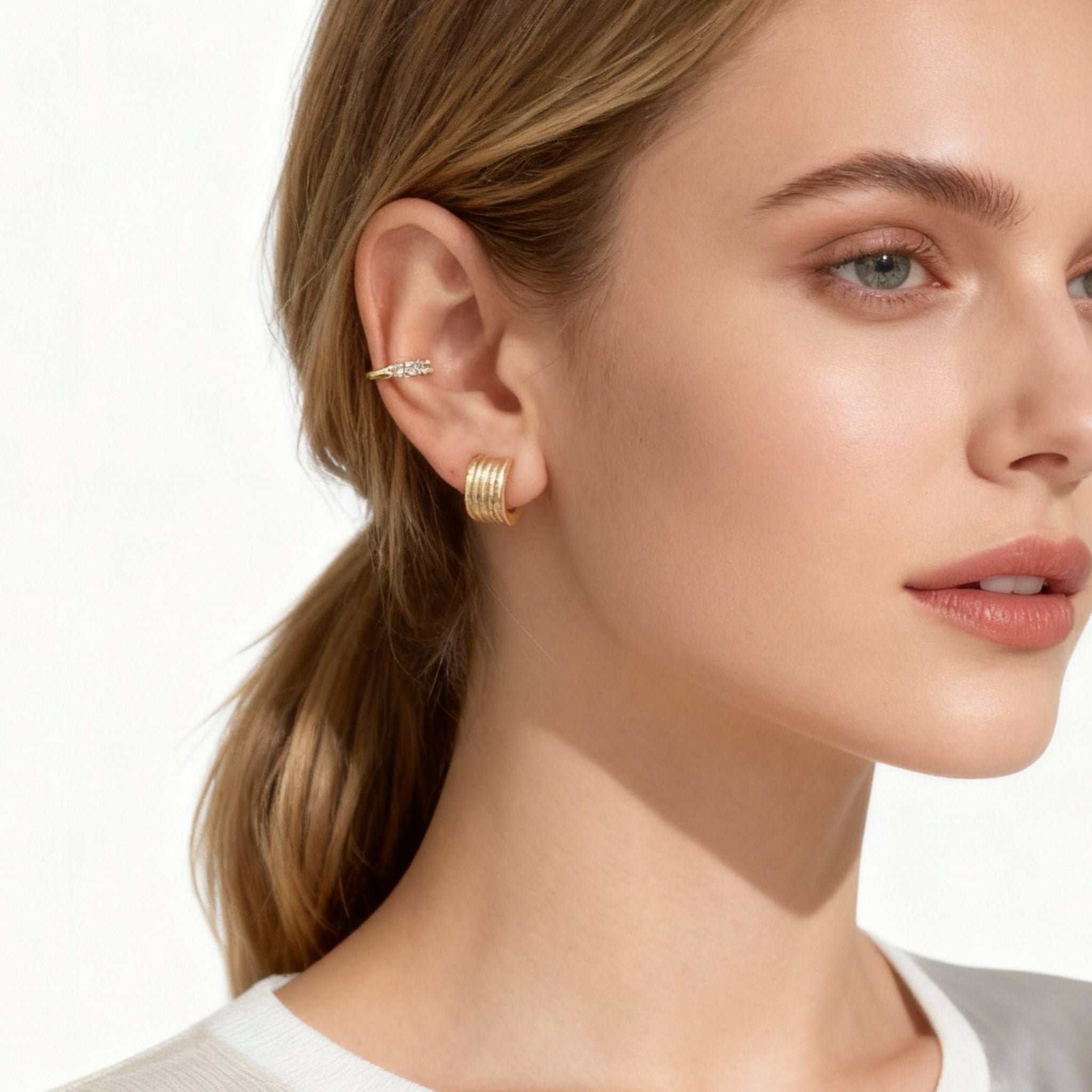 Pendientes colgantes sin agujero pulidos en forma de U elegantes