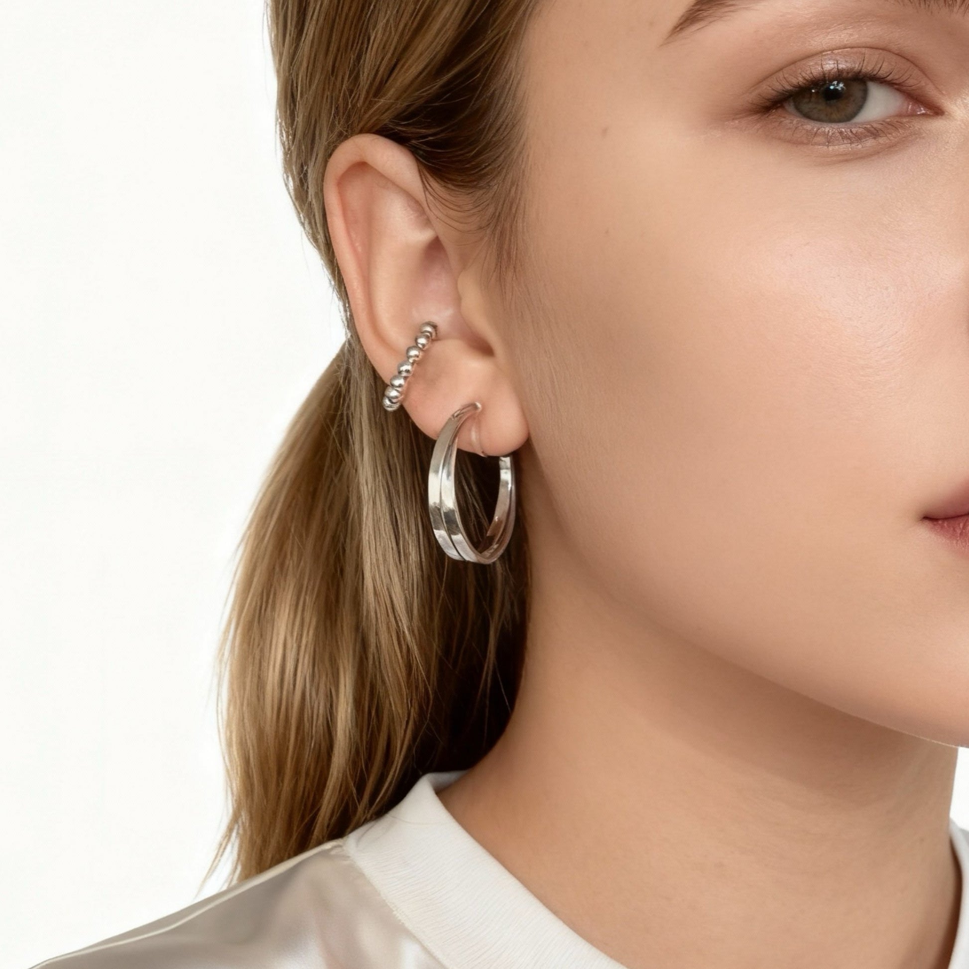 Radiant Duo-Hoop Clip-On Earrings for Sensitive Ears image 6 by SOMIY