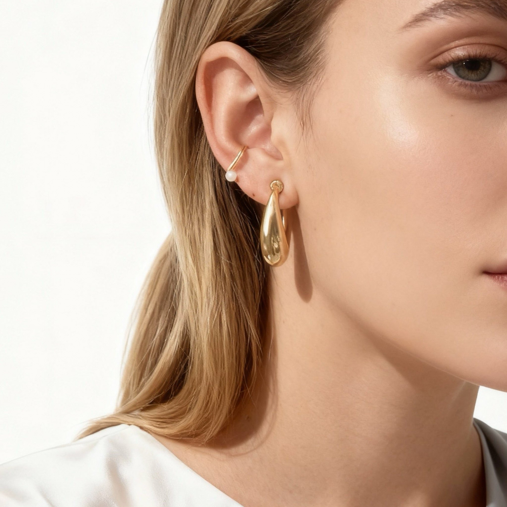 Medium Dome Clip-On Hoop Earrings