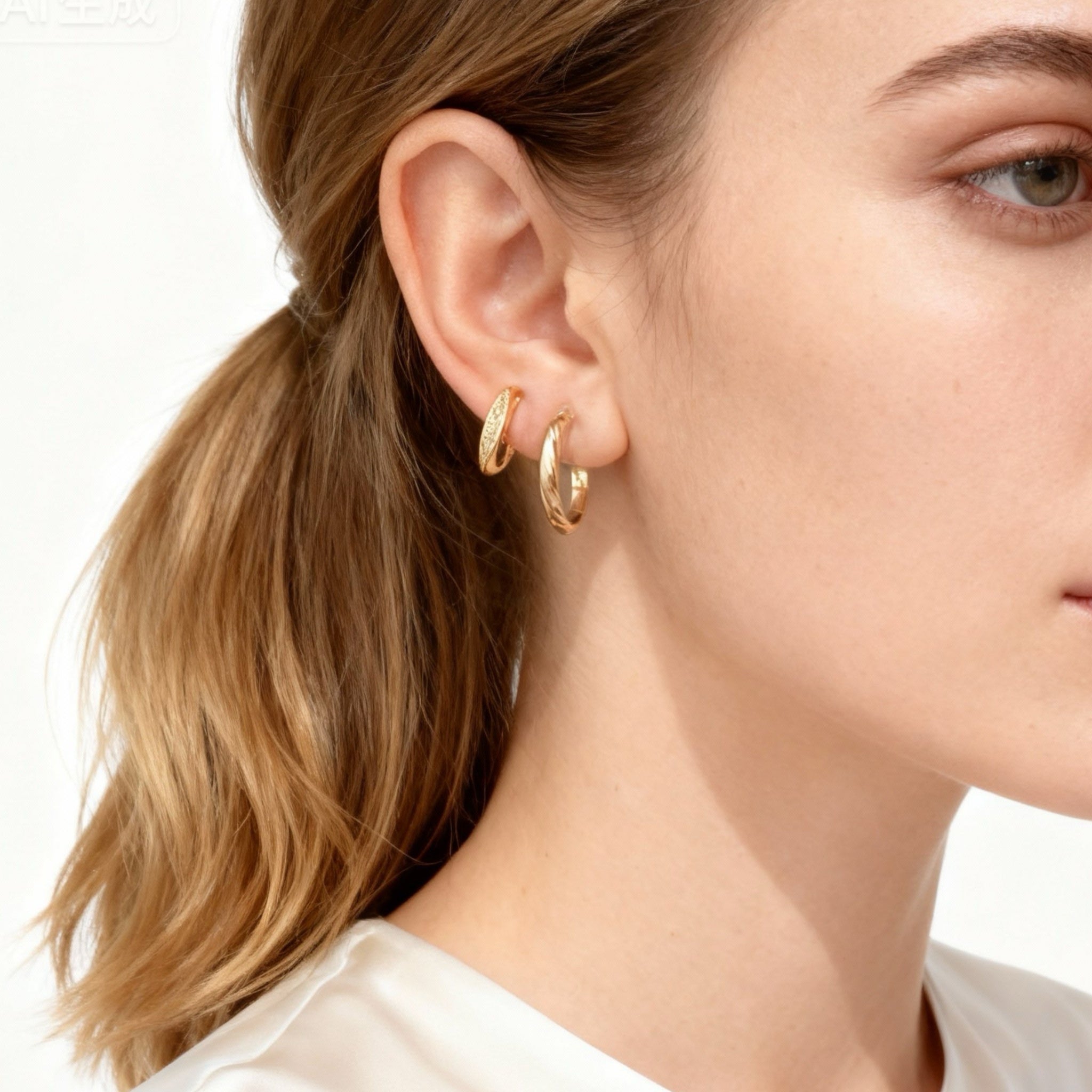 Strålande pavé-hoops klipsörhängen