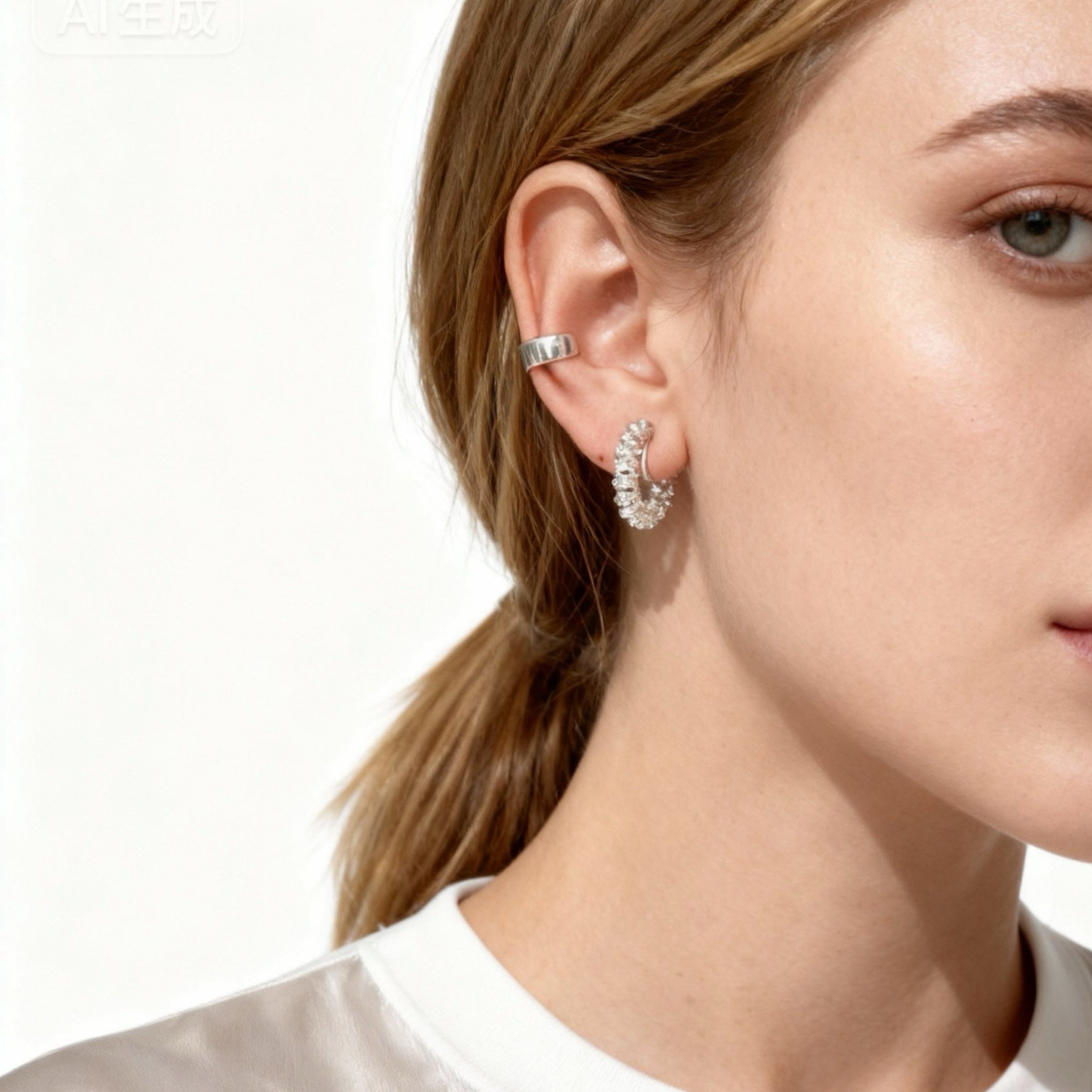 S925 Sterling Silver Circle Ear Cuff