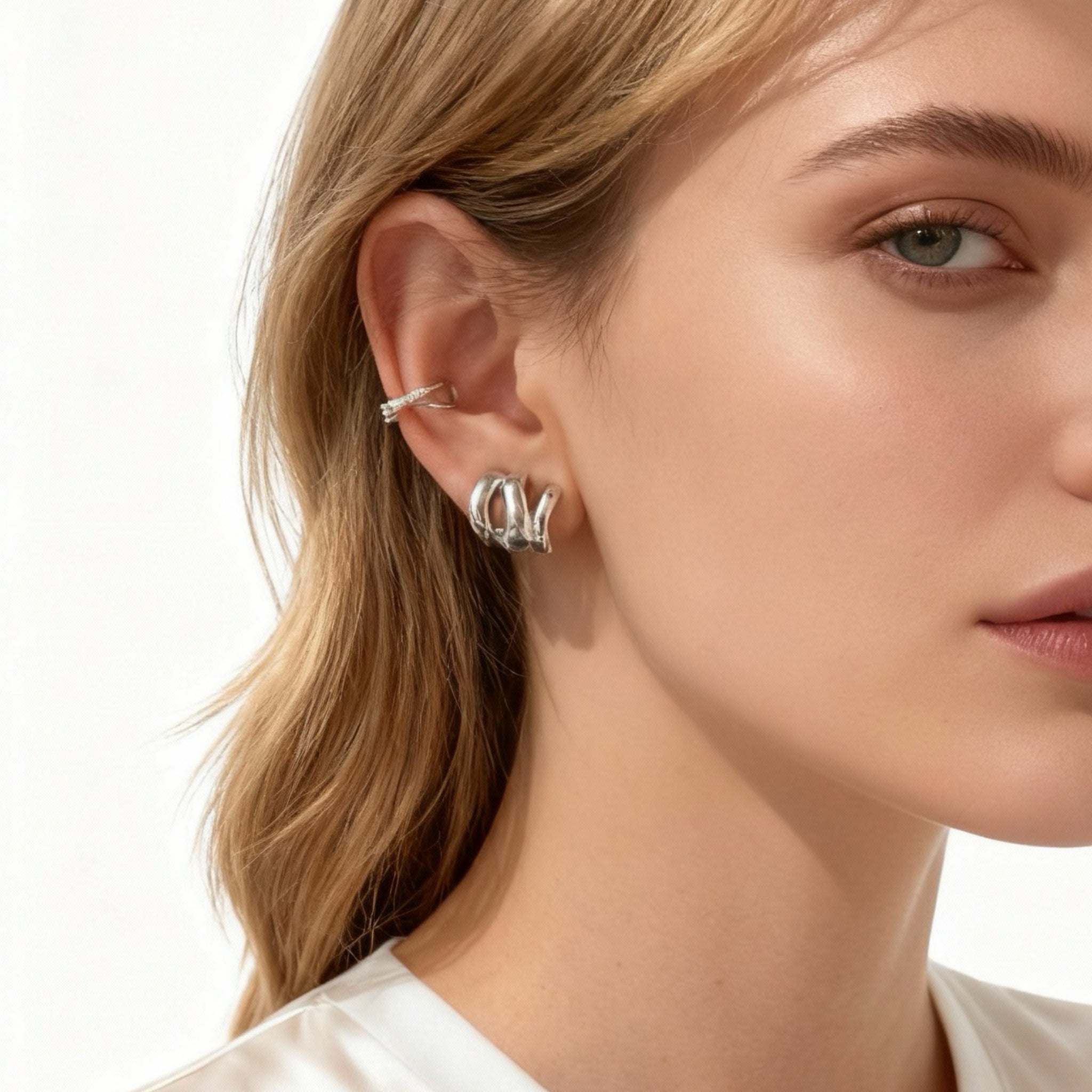 S925 Sterling Silver Micro-Pavé Silver Constellation Ear-Cuff