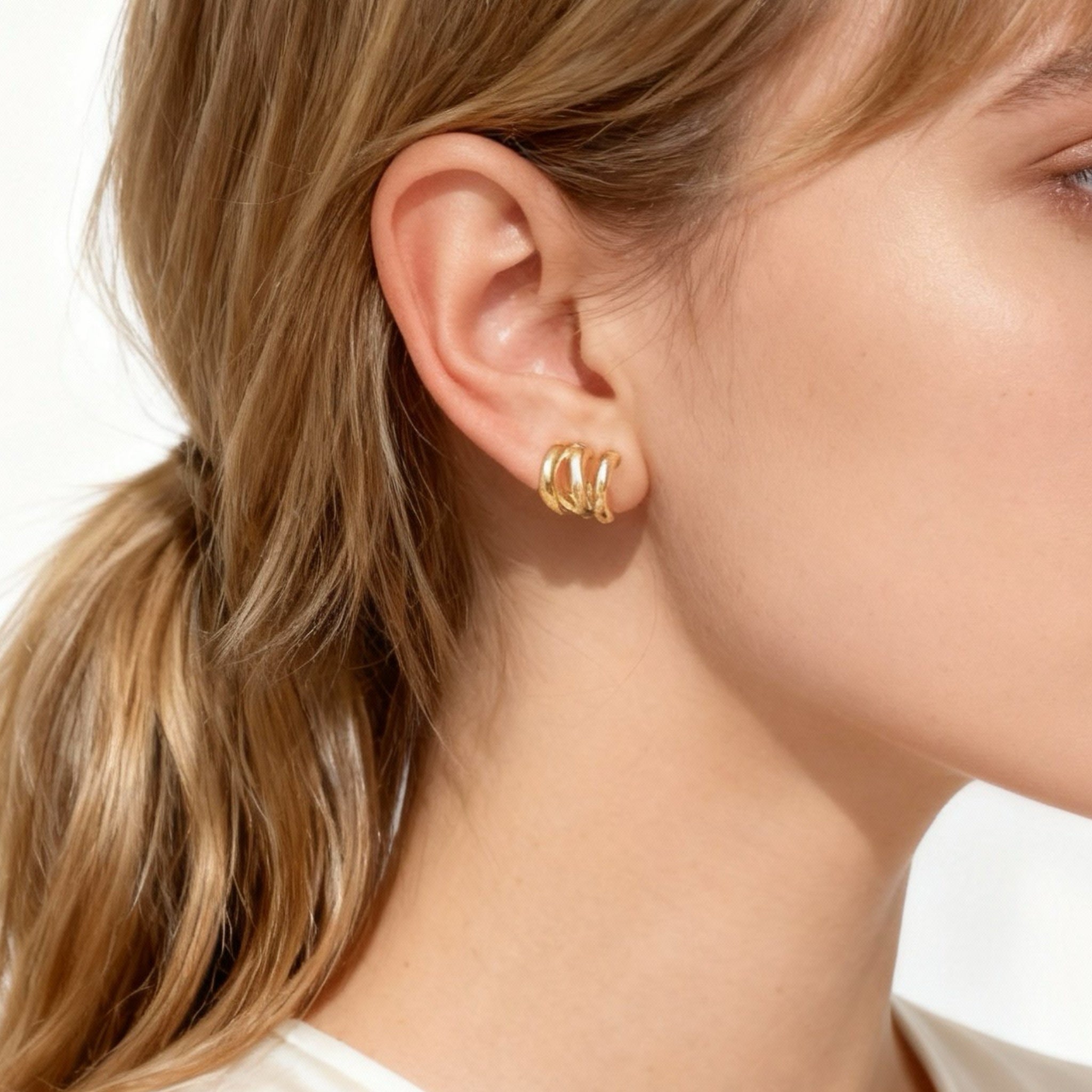 Geometric Irregular Triple Hoop Clip-On Earrings for non-pierced ears – SOMIY