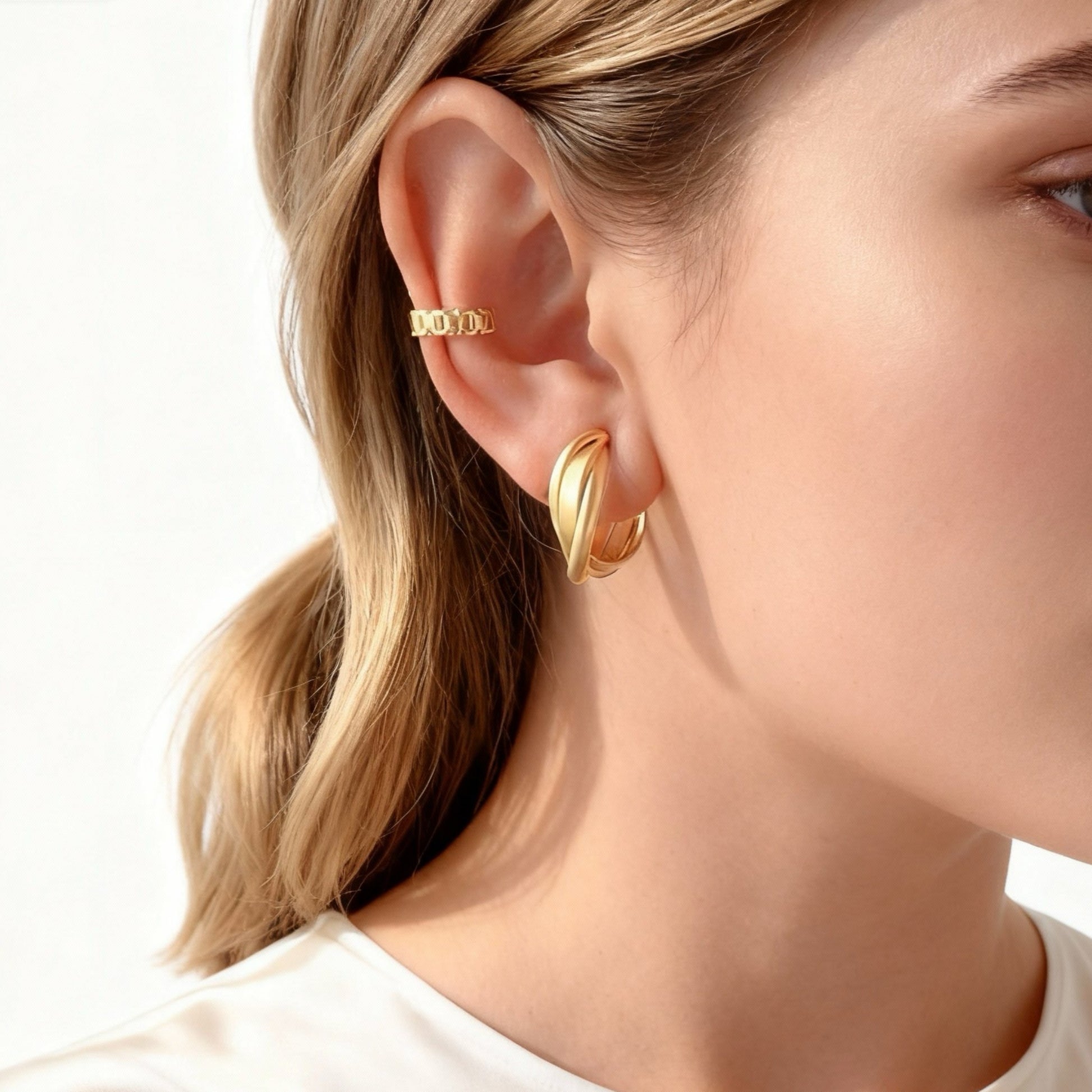 Trinity Triple Interlaced Clip-On Hoop Earrings for non-pierced ears – SOMIY