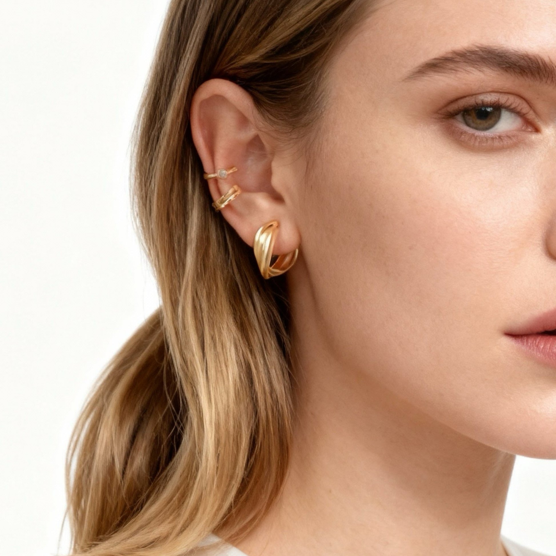 Trinity Triple Interlaced Clip-On Hoop Earrings for non-pierced ears – SOMIY