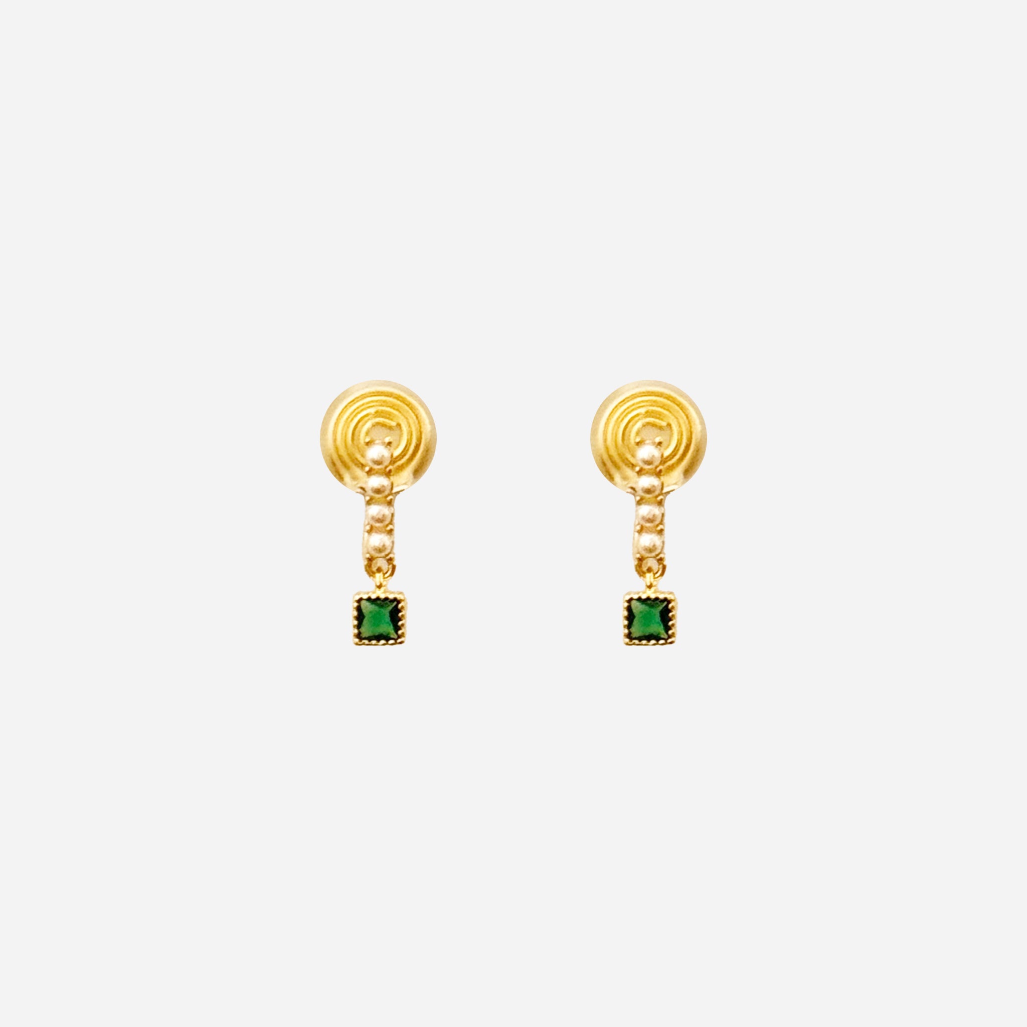 Pearl and Green Crystal Drop Clip-On Earrings
