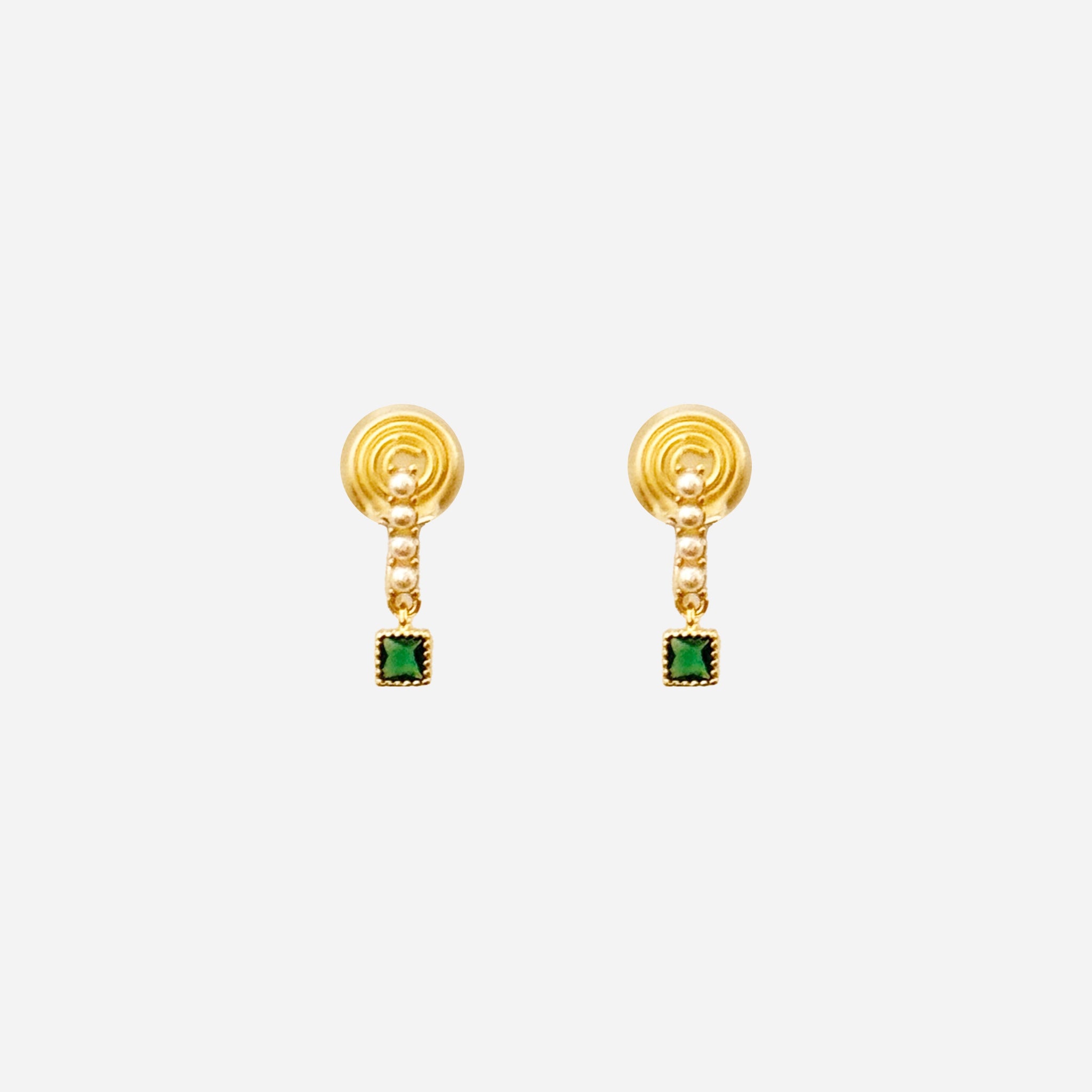 Gold Pearl Resin Crystaldangle clip-on earrings by SOMIY – pain-free non-pierced jewelry for everyday wear
