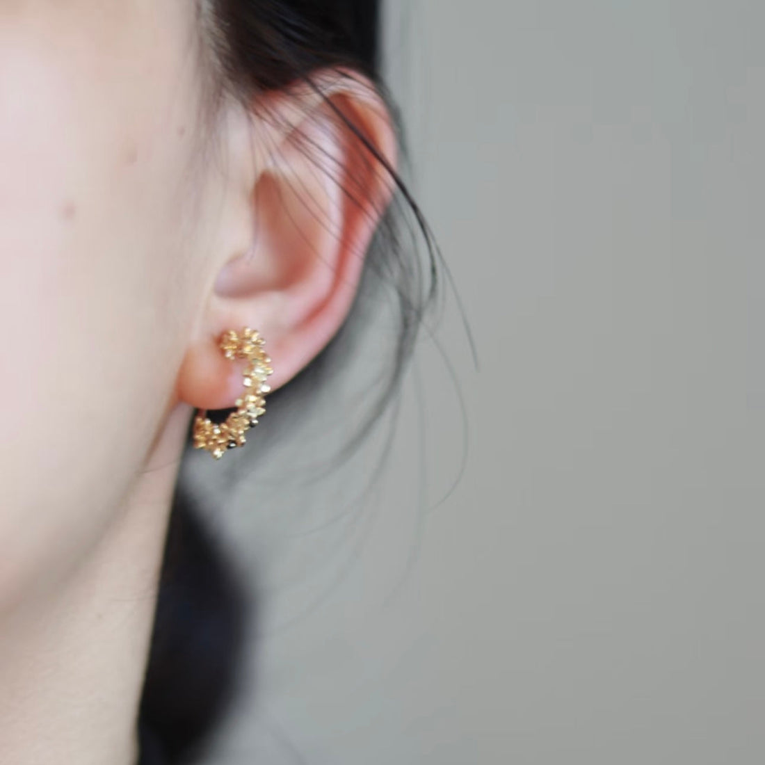 Small Hammered Gold Clip-On Hoop Earrings