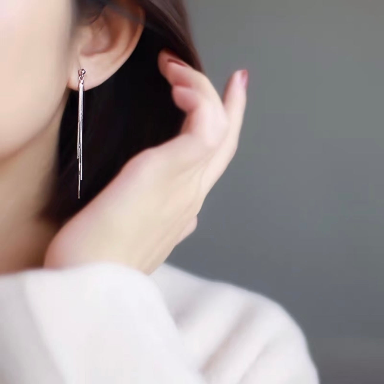 Delicate Bead Fringe Dangle Clip-On Earrings