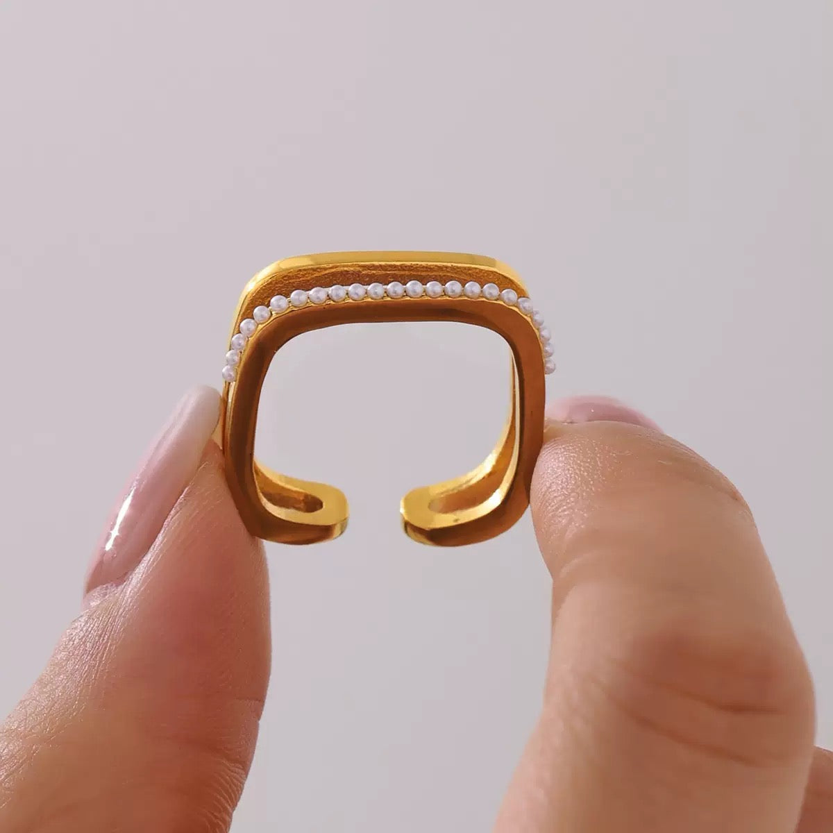 Bague ouverte carrée à double bande