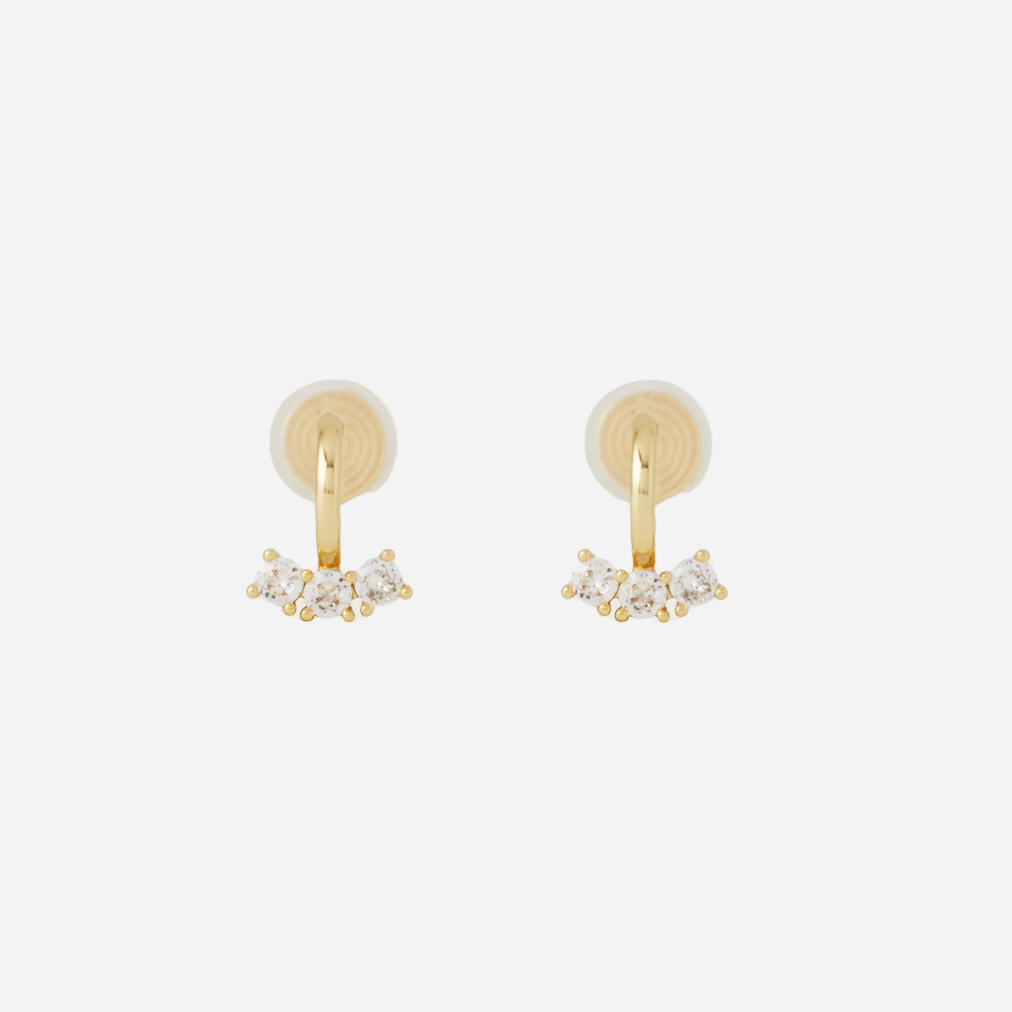 Gold CZstud clip-on earrings by SOMIY – pain-free non-pierced jewelry for everyday wear