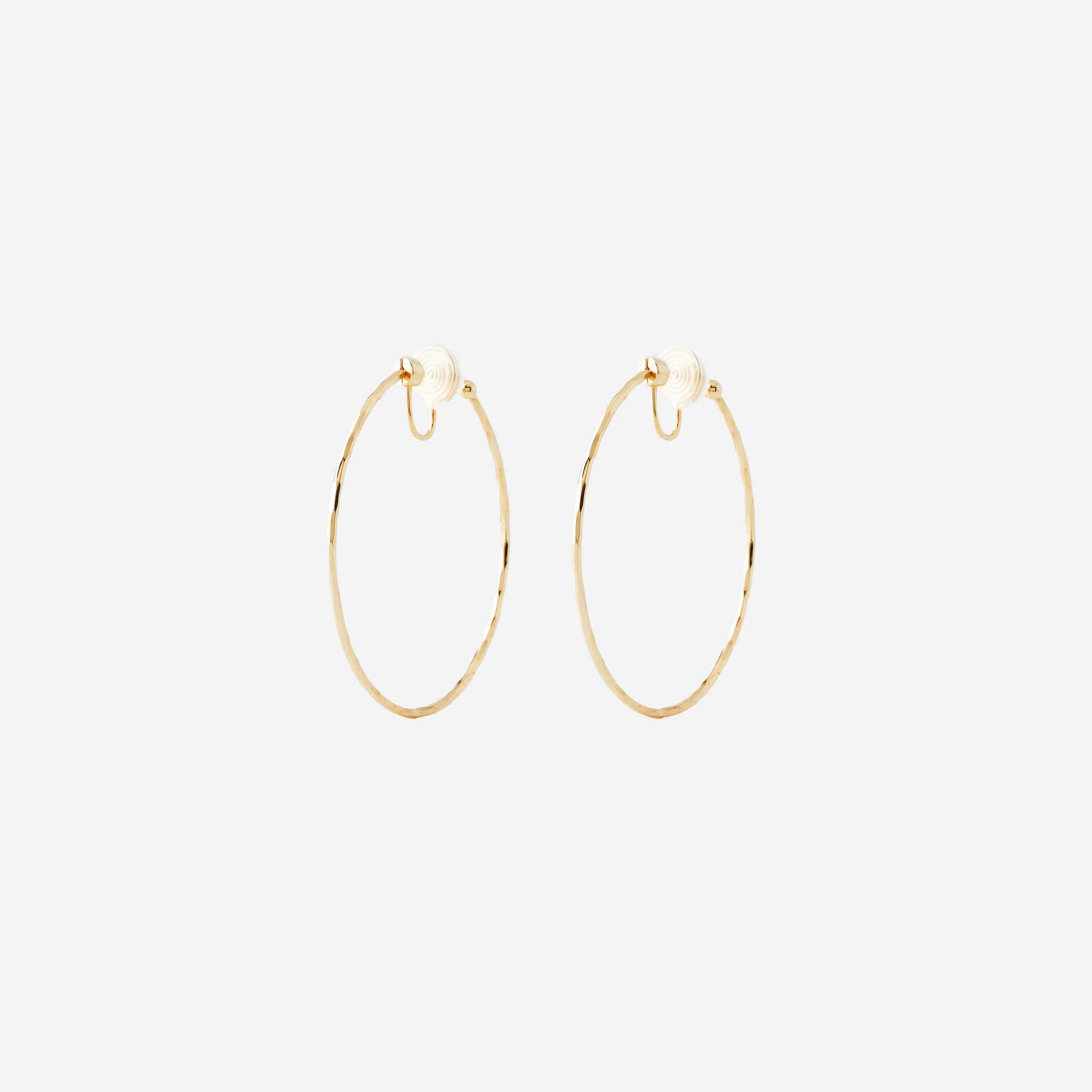 Medium Thin Hammered Hoop Clip On Earrings - SOMIY