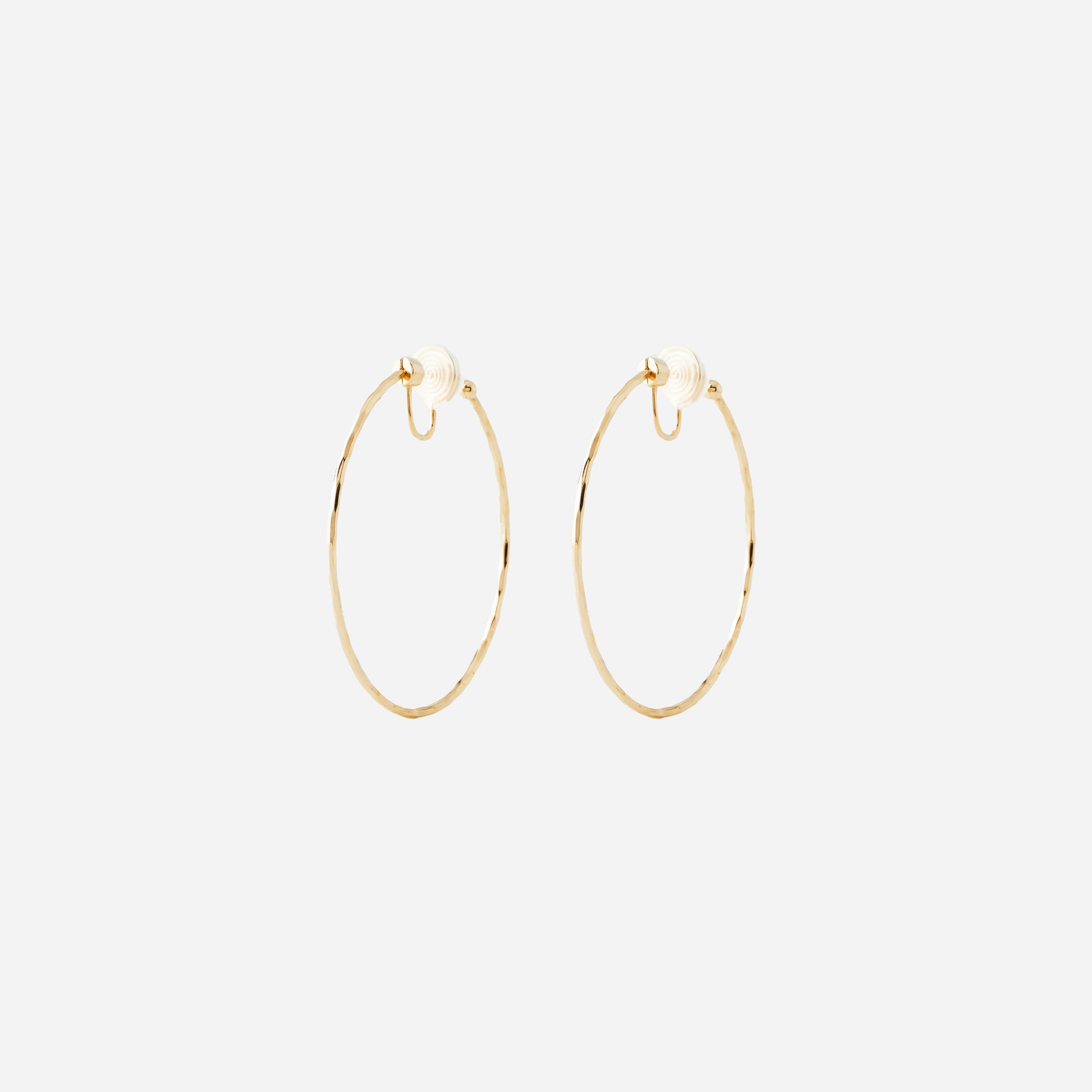 Medium Thin Hammered Hoop Clip On Earrings - SOMIY