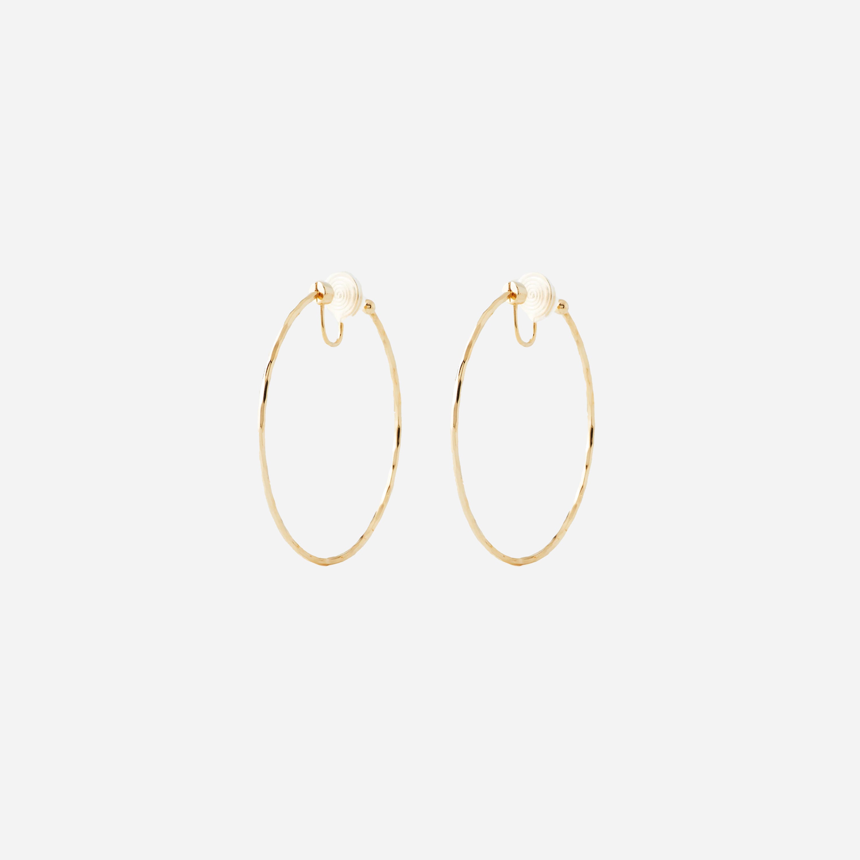 Medium Thin Hammered Hoop Clip On Earrings - SOMIY