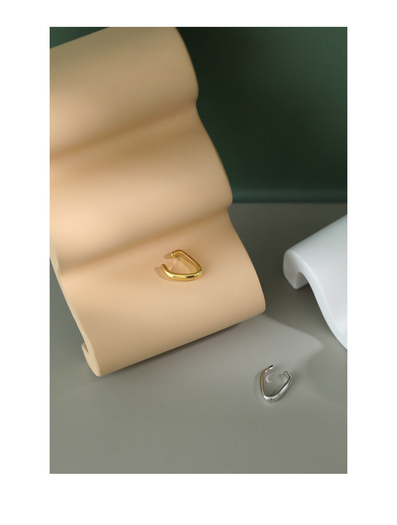 S925 Sterling Silver Geometric Trigonometry Ear Cuff