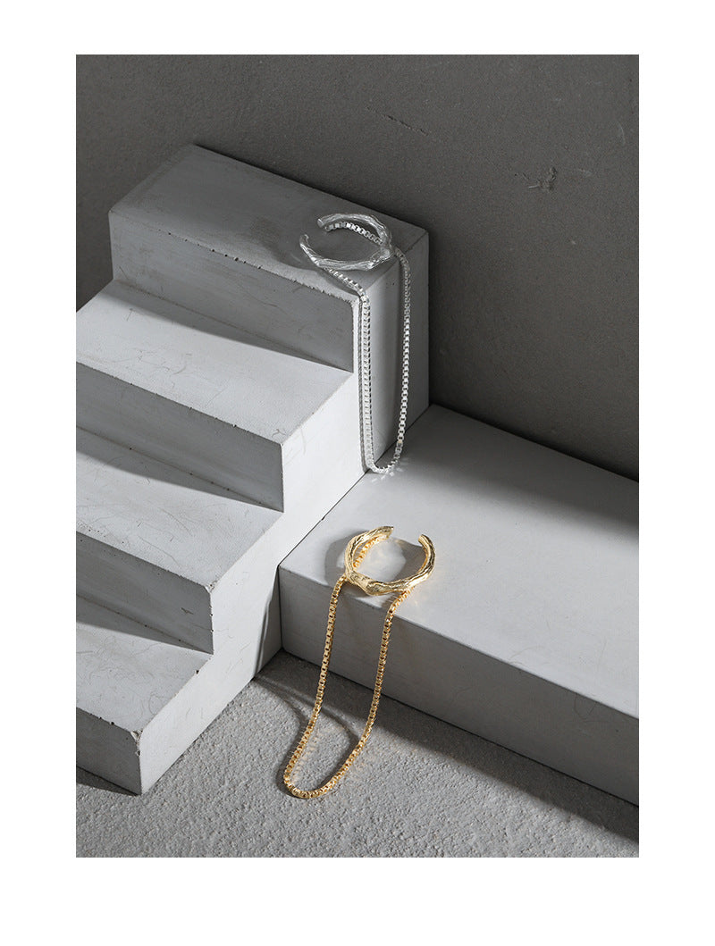 S925 Sterling Silver C-Shaped Tassel Chain Ear Cuff ear cuff for non-pierced ears – SOMIY