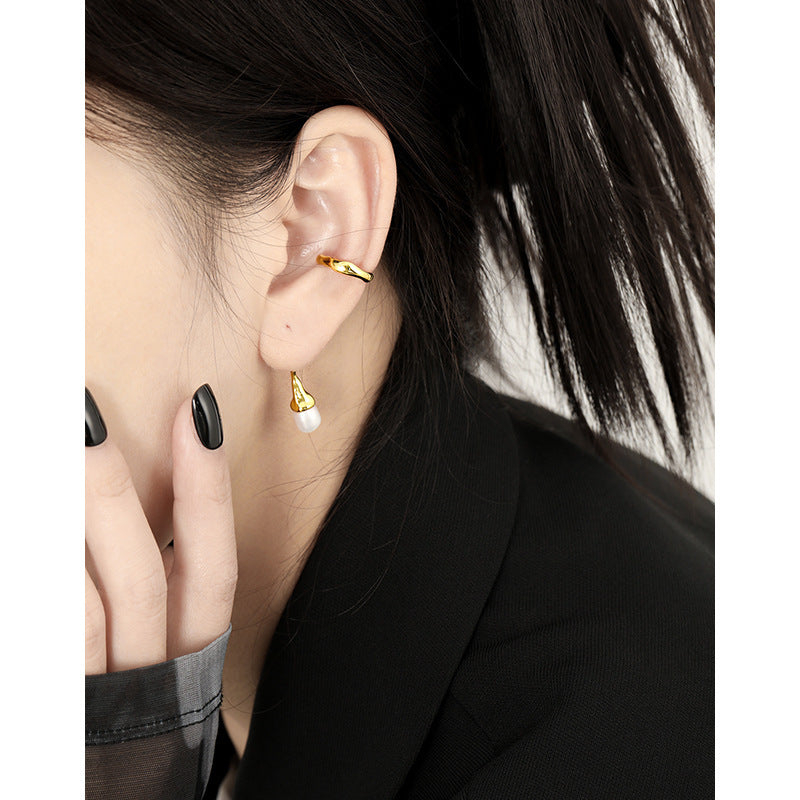 Zoetwaterparel Lange Ketting Sterling Zilver S925 Oorbandjes