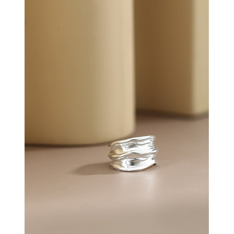 S925 Sterling Silver Irregular Double Layer Ear Cuff