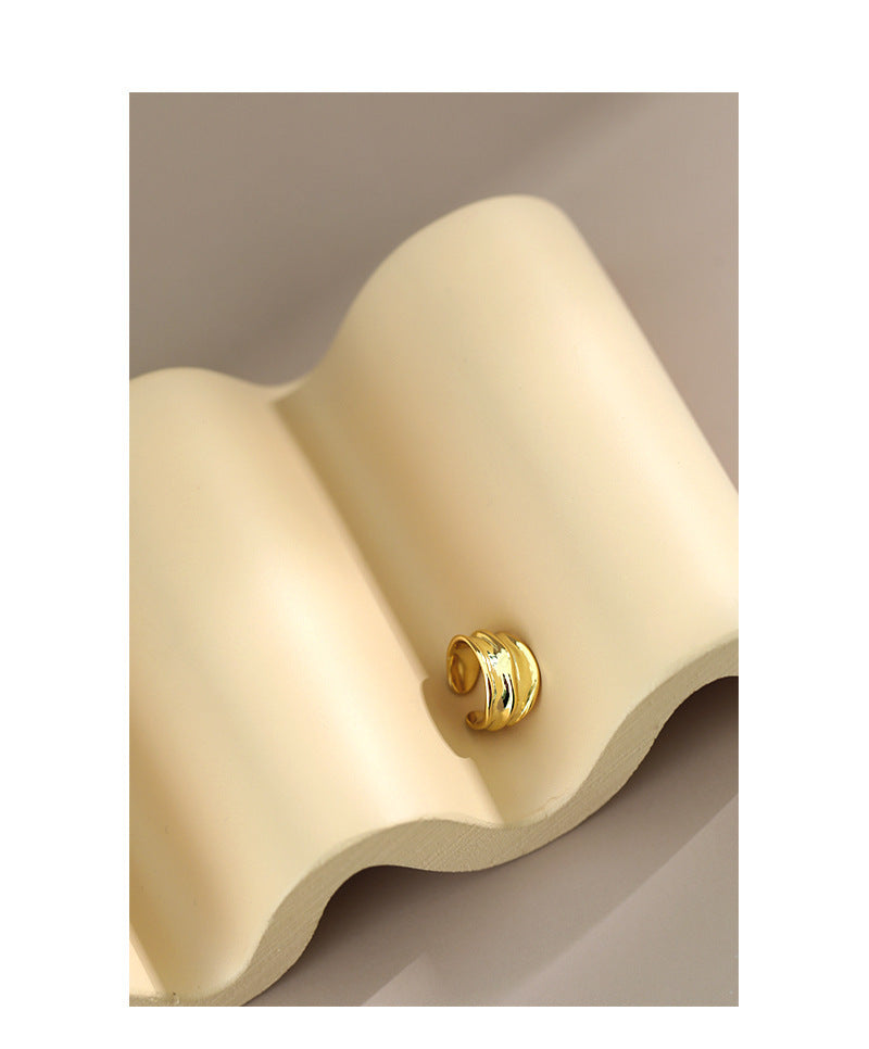 S925 Sterling Silver Irregular Double Layer Ear Cuff