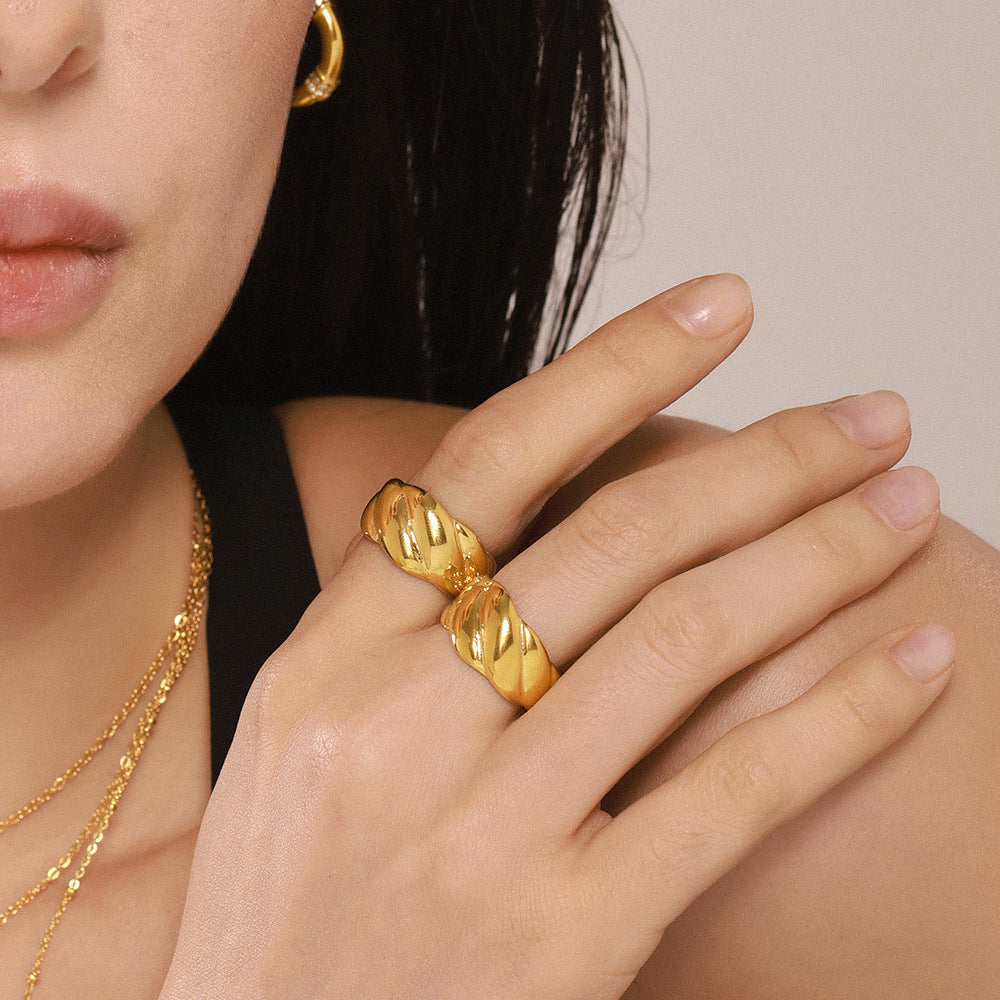 Bold Ribbed Dome Open Ring