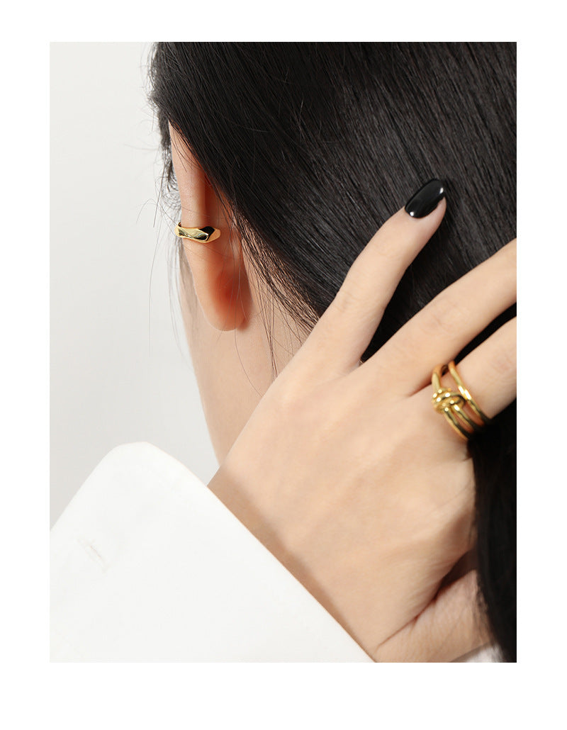 S925 Sterling Silver Asymmetrical Layered Stacking Ear Cuff ear cuff for non-pierced ears – SOMIY