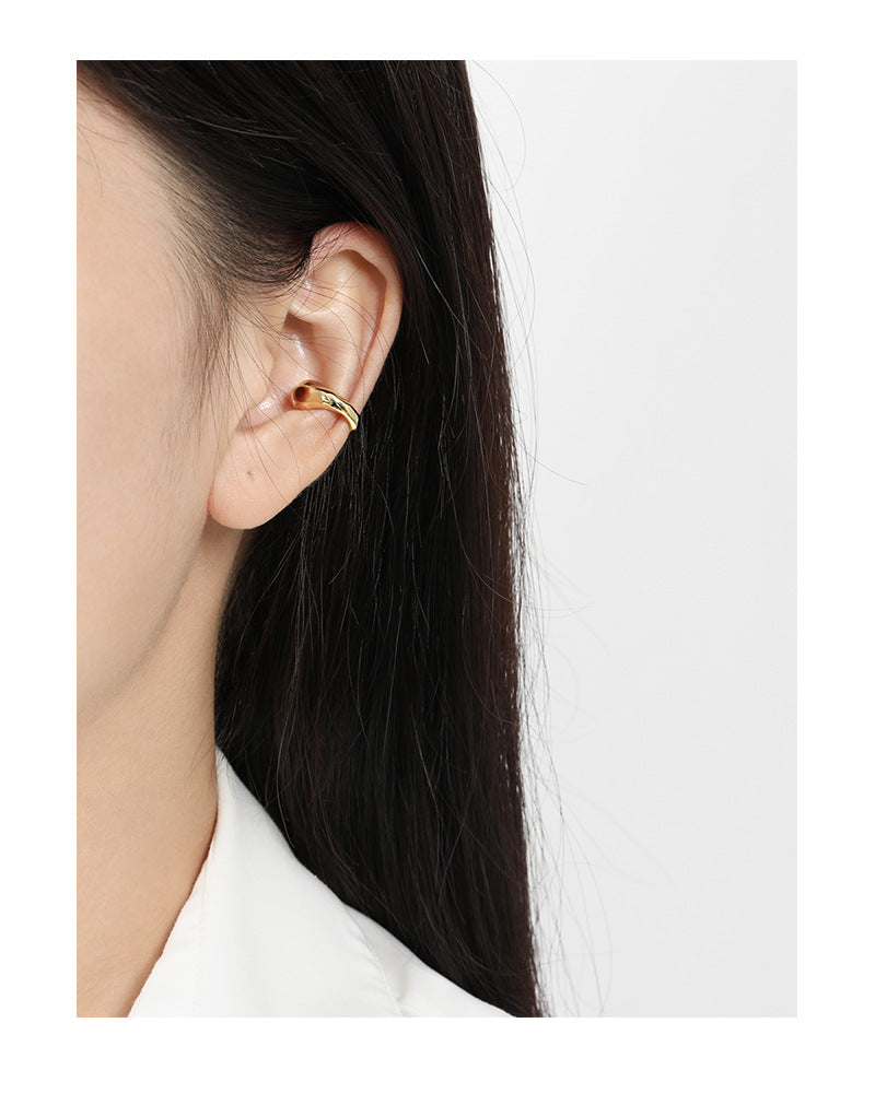 S925 Sterling Silver Asymmetrical Layered Stacking Ear Cuff ear cuff for non-pierced ears – SOMIY