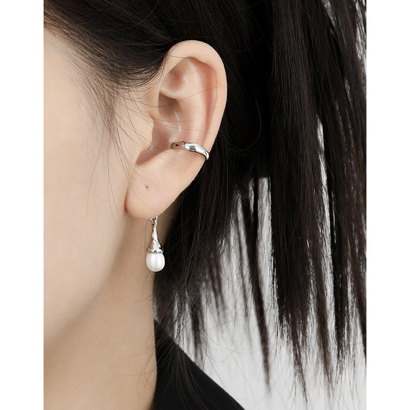 Zoetwaterparel Lange Ketting Sterling Zilver S925 Oorbandjes