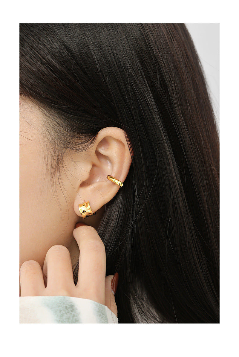 S925 Sterling Silver Geometric Trigonometry Ear Cuff