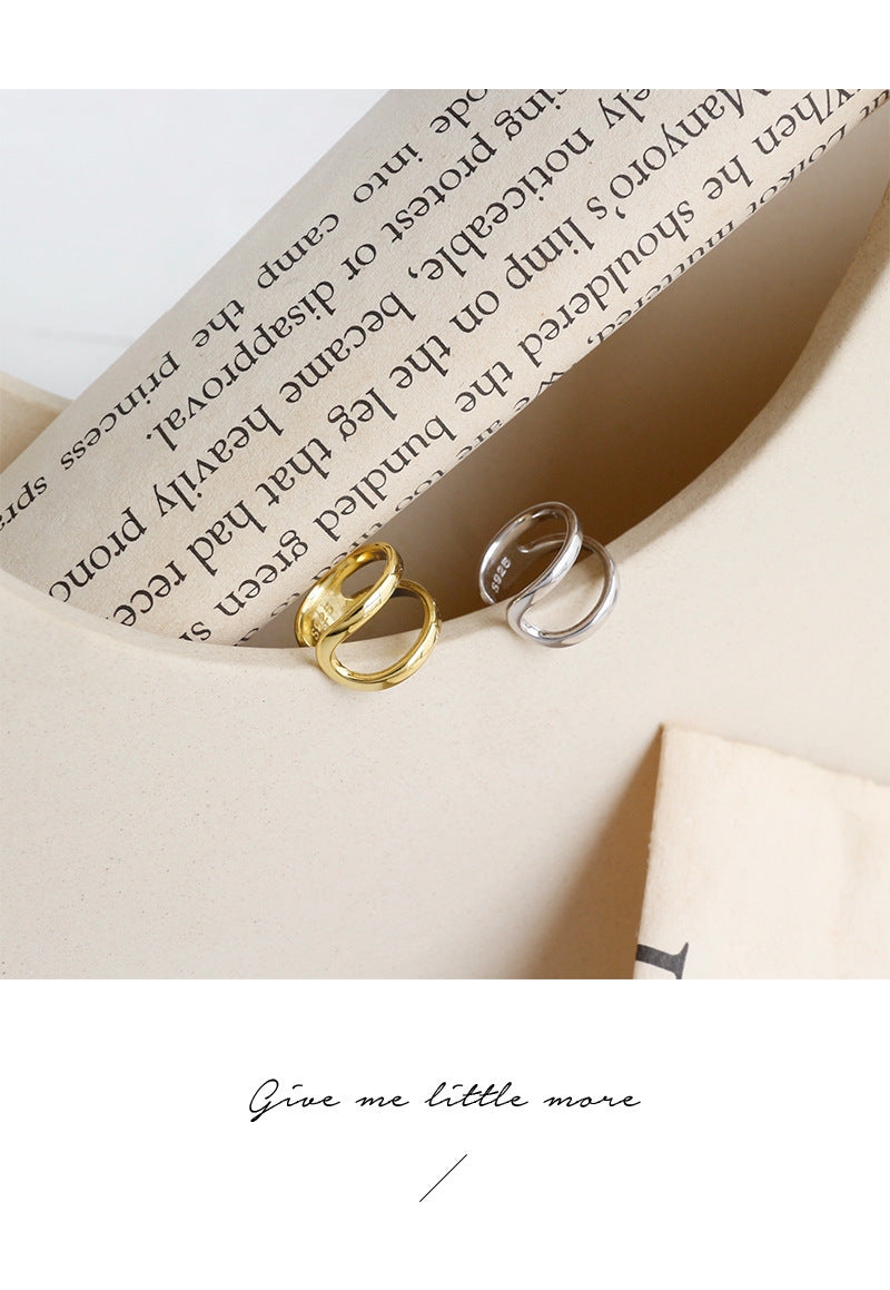 S925 Sterling Silver Double-Layered Lines Ear Cuff