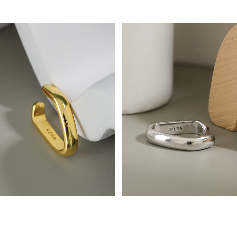 S925 Sterling Silver Geometric Trigonometry Ear Cuff