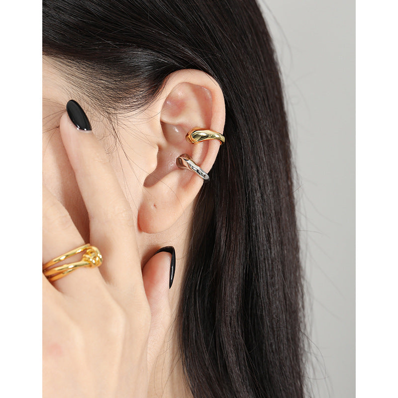 S925 Sterling Silver Asymmetrical Layered Stacking Ear Cuff ear cuff for non-pierced ears – SOMIY
