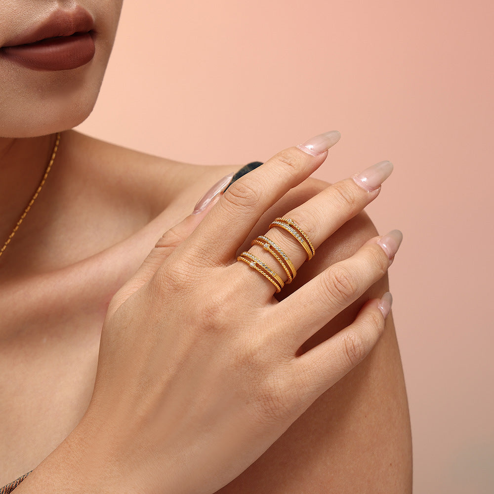 Dainty Double-Row Pavé Zircon Ring